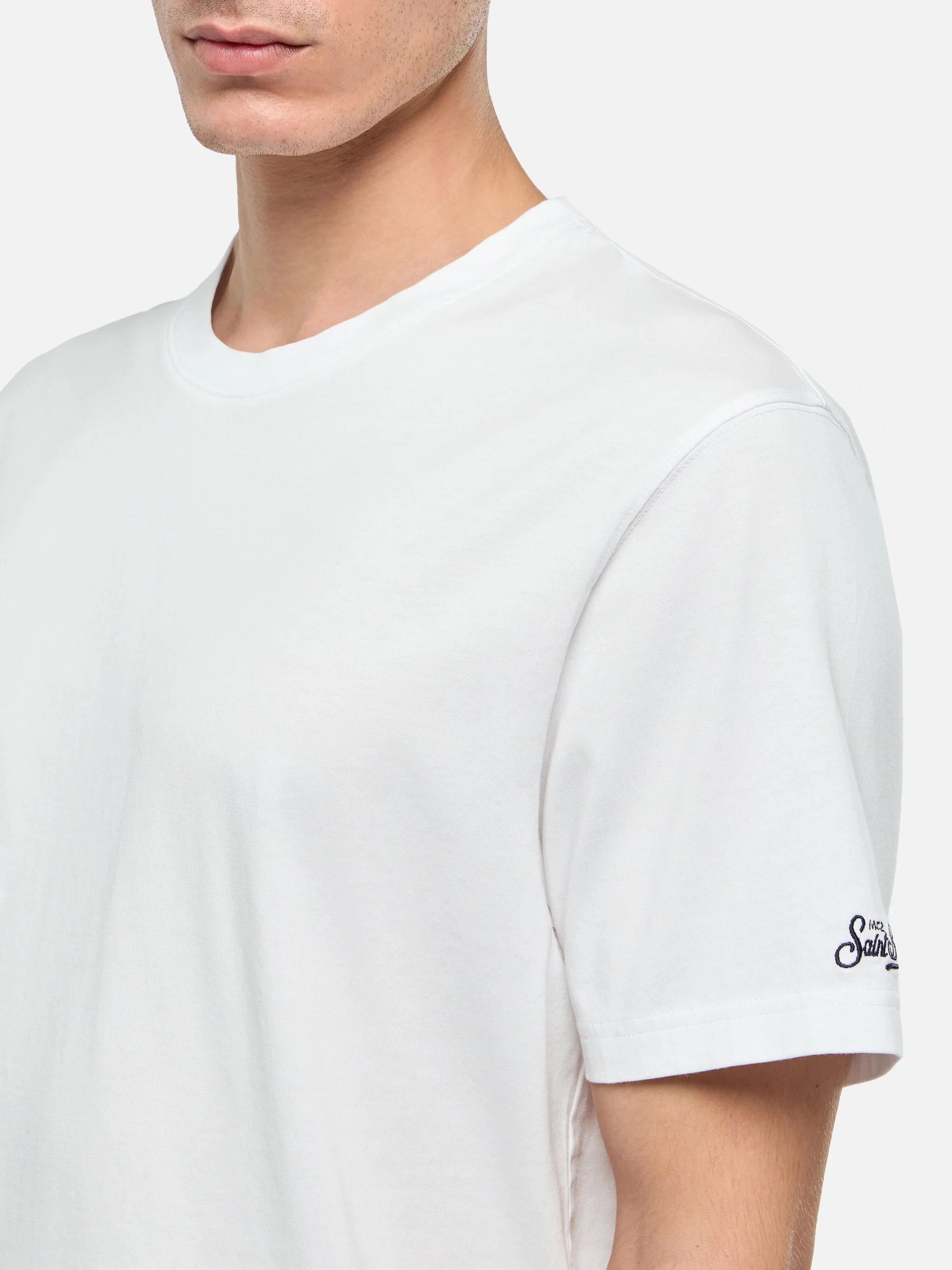 Tshirt Dover in jersey di cotone bianco con ricamo St. Barth - Image 3