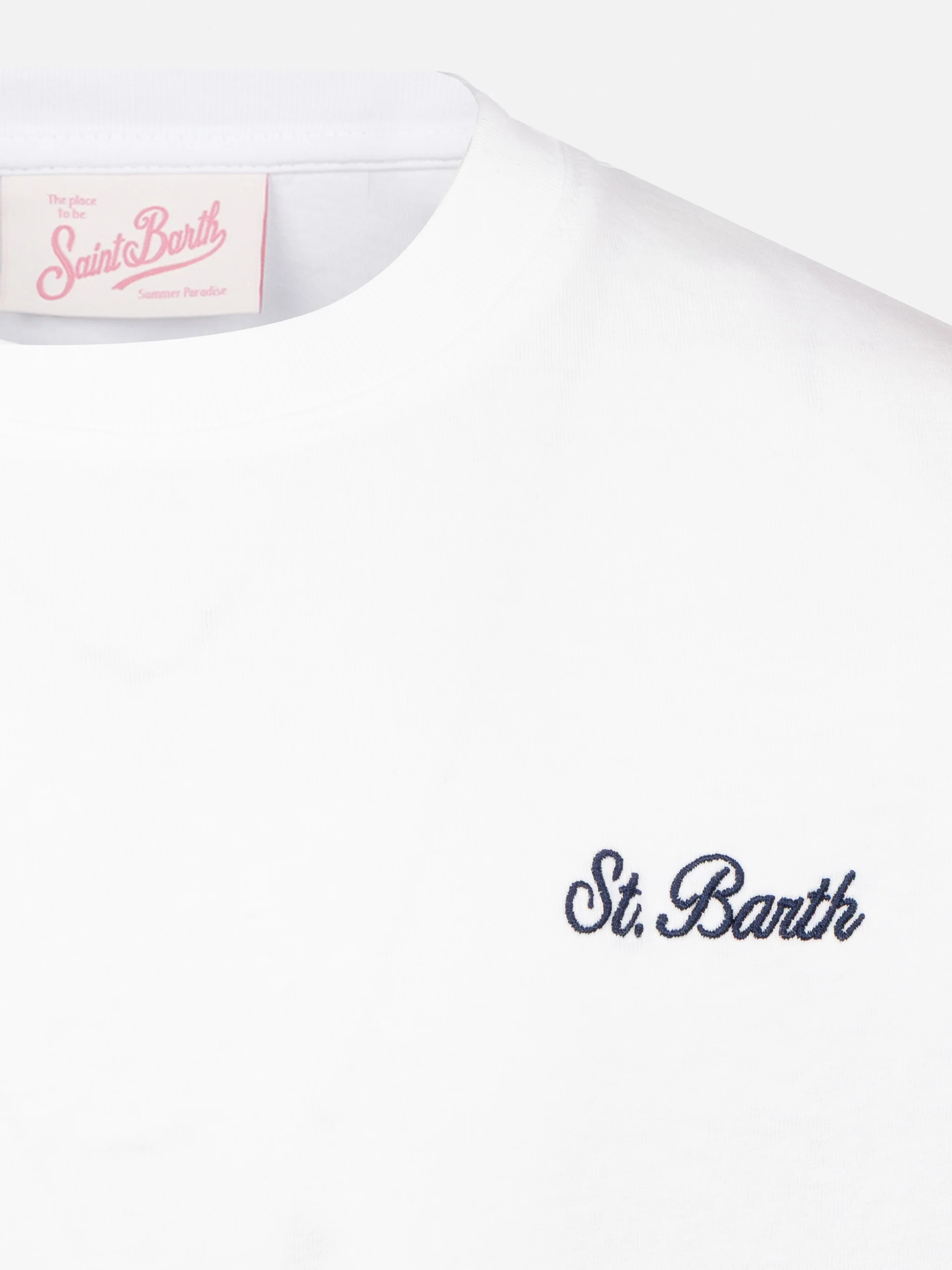 T-shirt Dover in jersey di cotone bianco con ricamo St. Barth - Image 2
