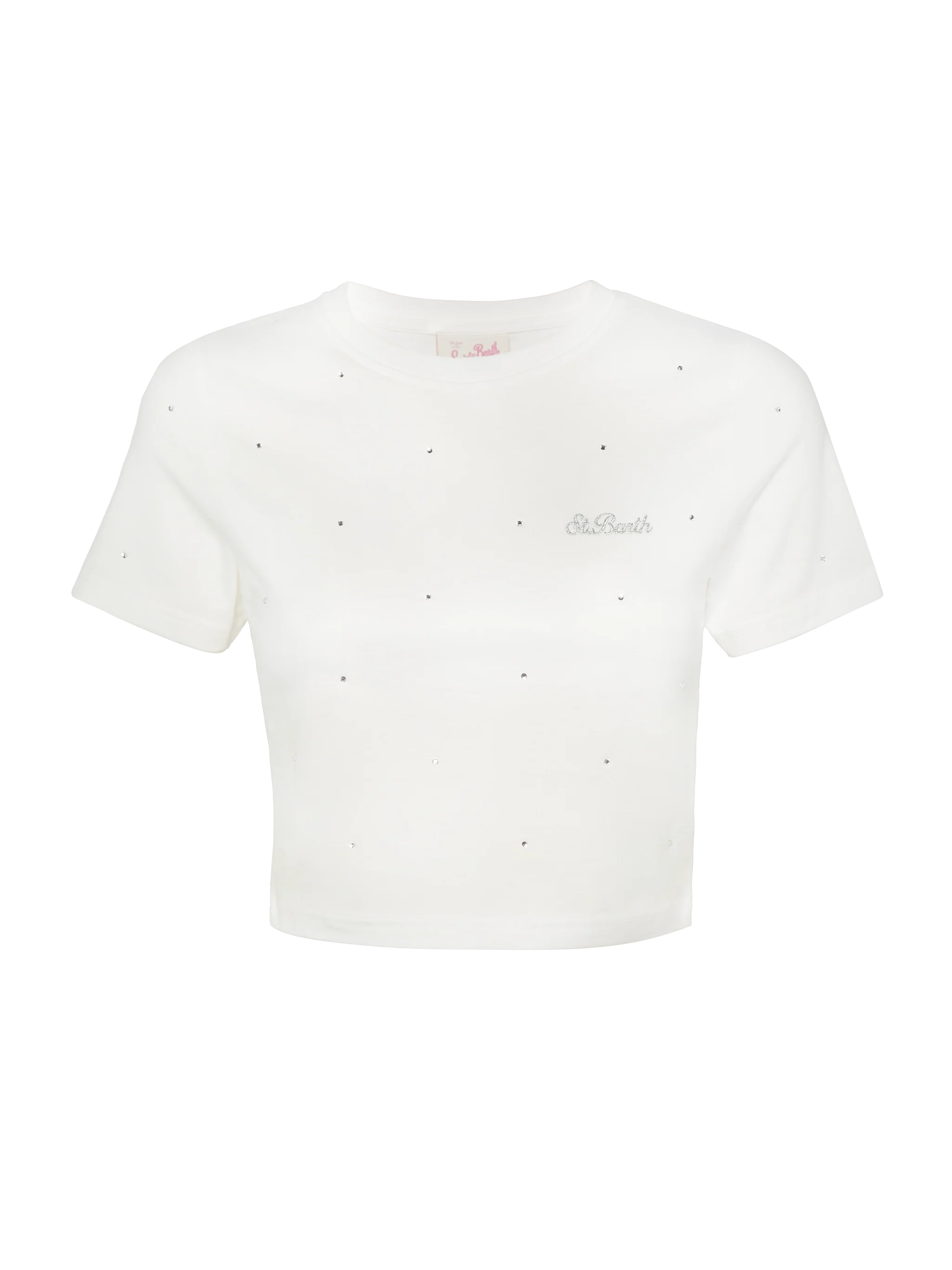 T-shirt Nives in cotone bianco con strass all-over - Image 5