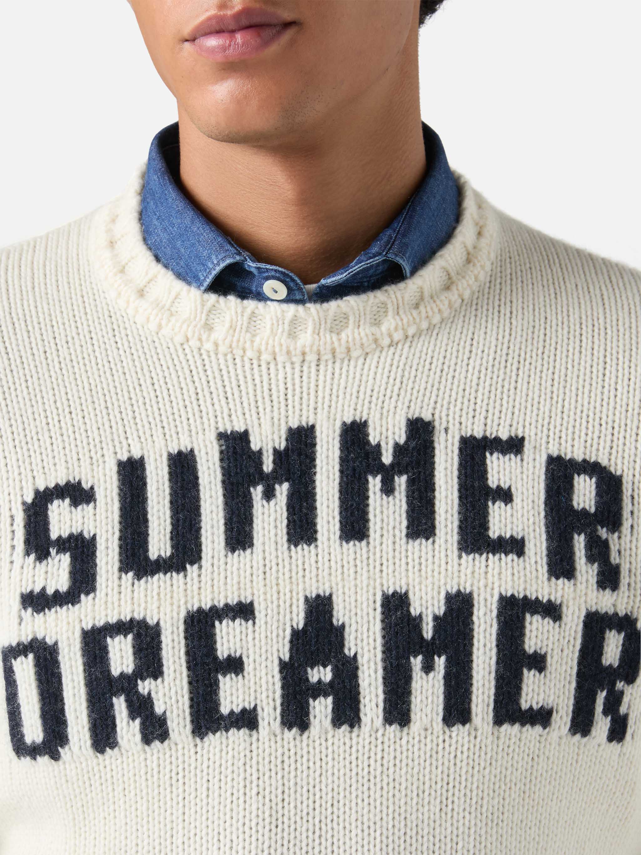 Girocollo Bombardino bianco con jacquard Summer Dreamers - Image 2