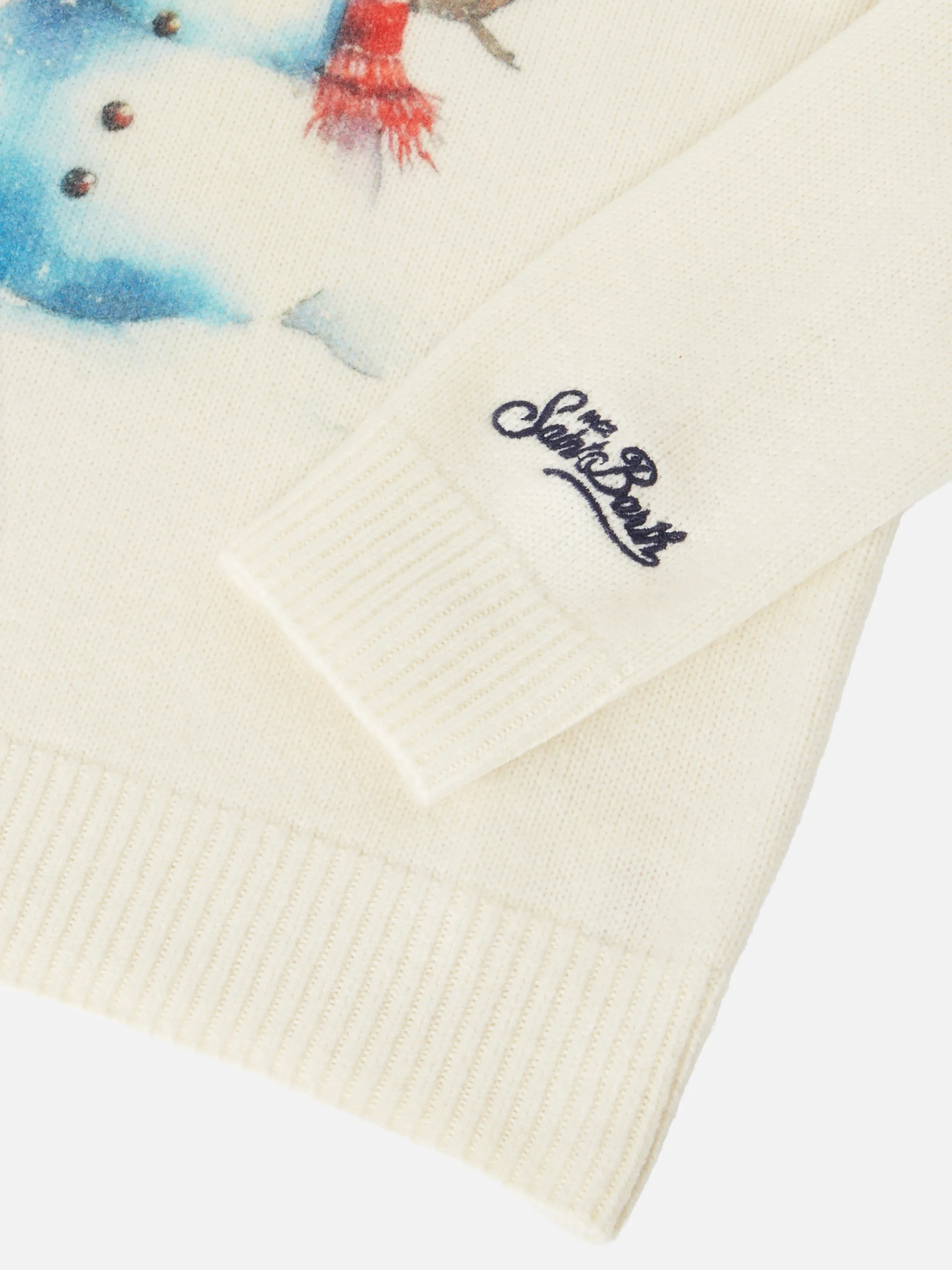 Girocollo Douglas bianco con ricamo Let it snow - Image 4