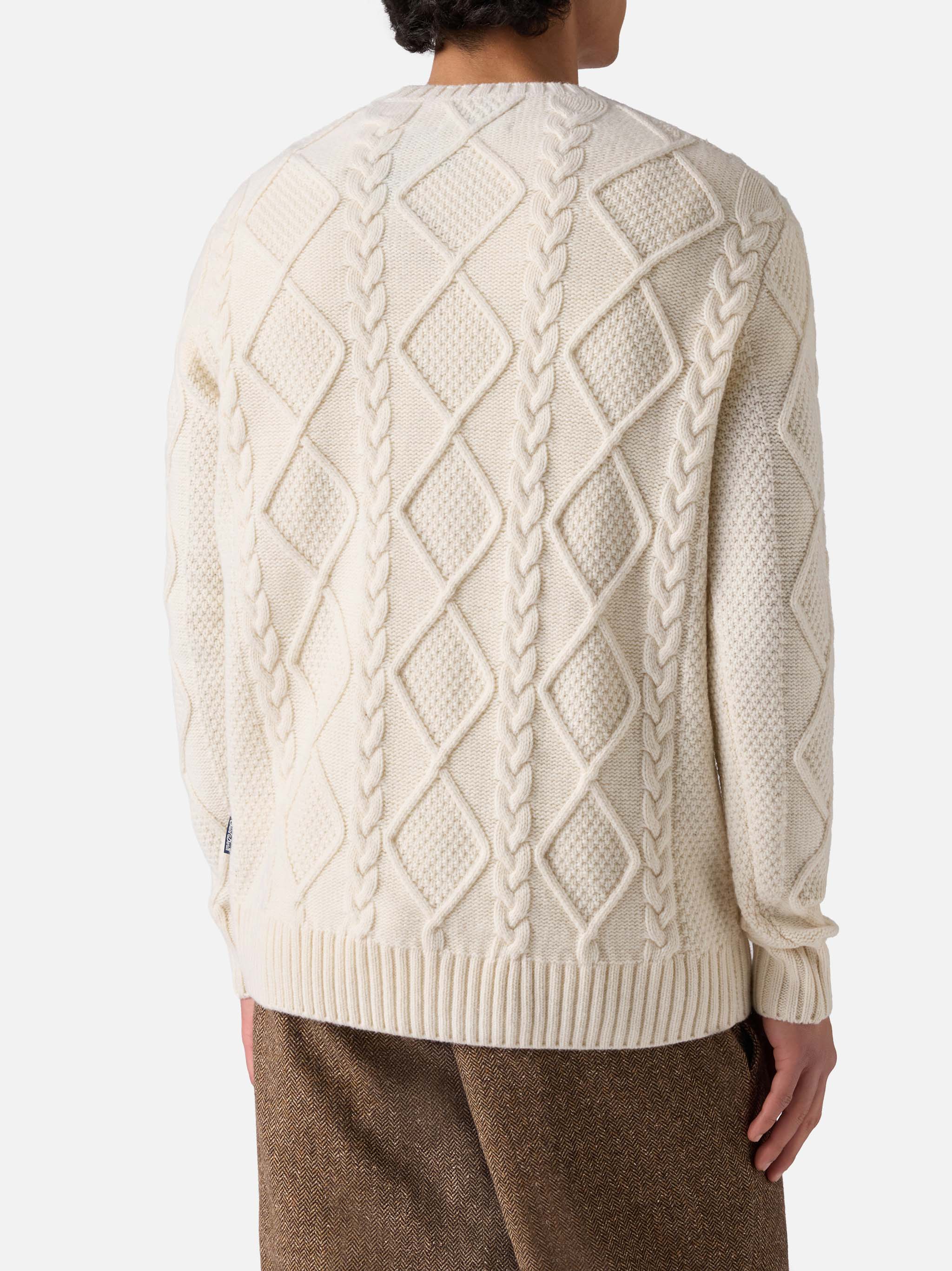 Girocollo bianco Bergen Tricot con ricamo Posta Cortina - Image 3