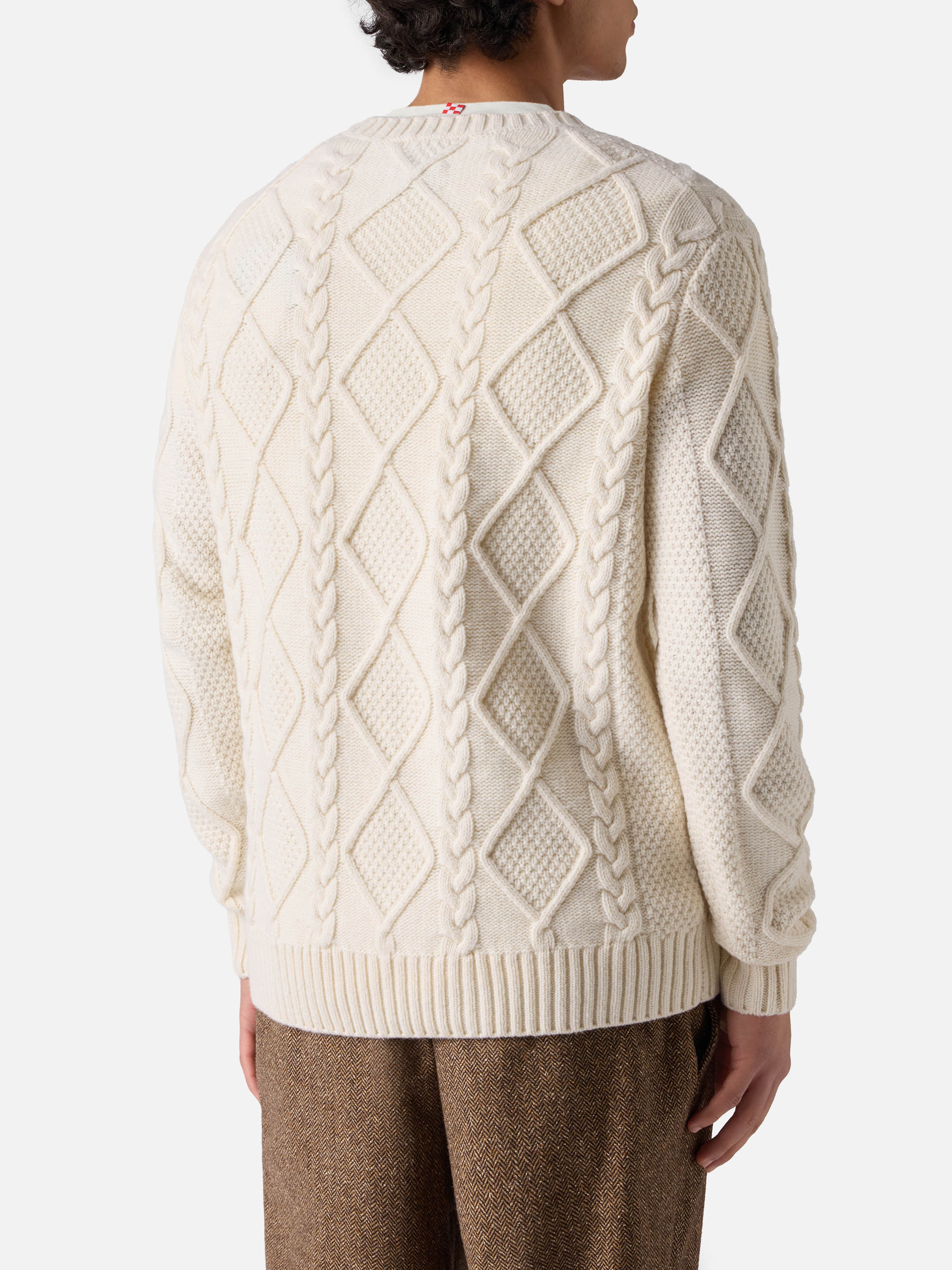 Maglione bianco a girocollo Bergen Tricot con ricamo Vacanze di Natale '83 - Image 3