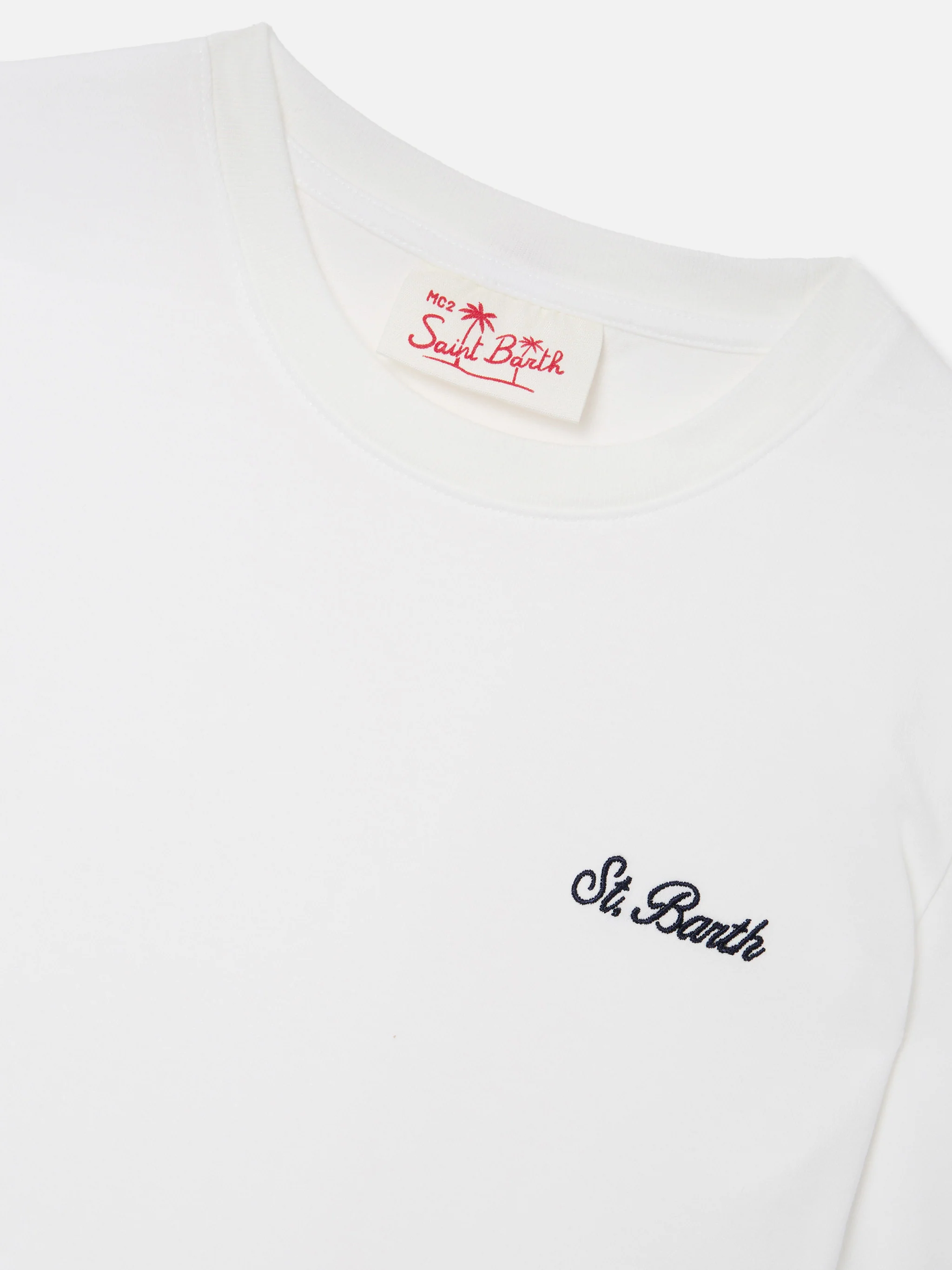 T-shirt Dover Jr in puro cotone bianco con logo ricamato - Image 2