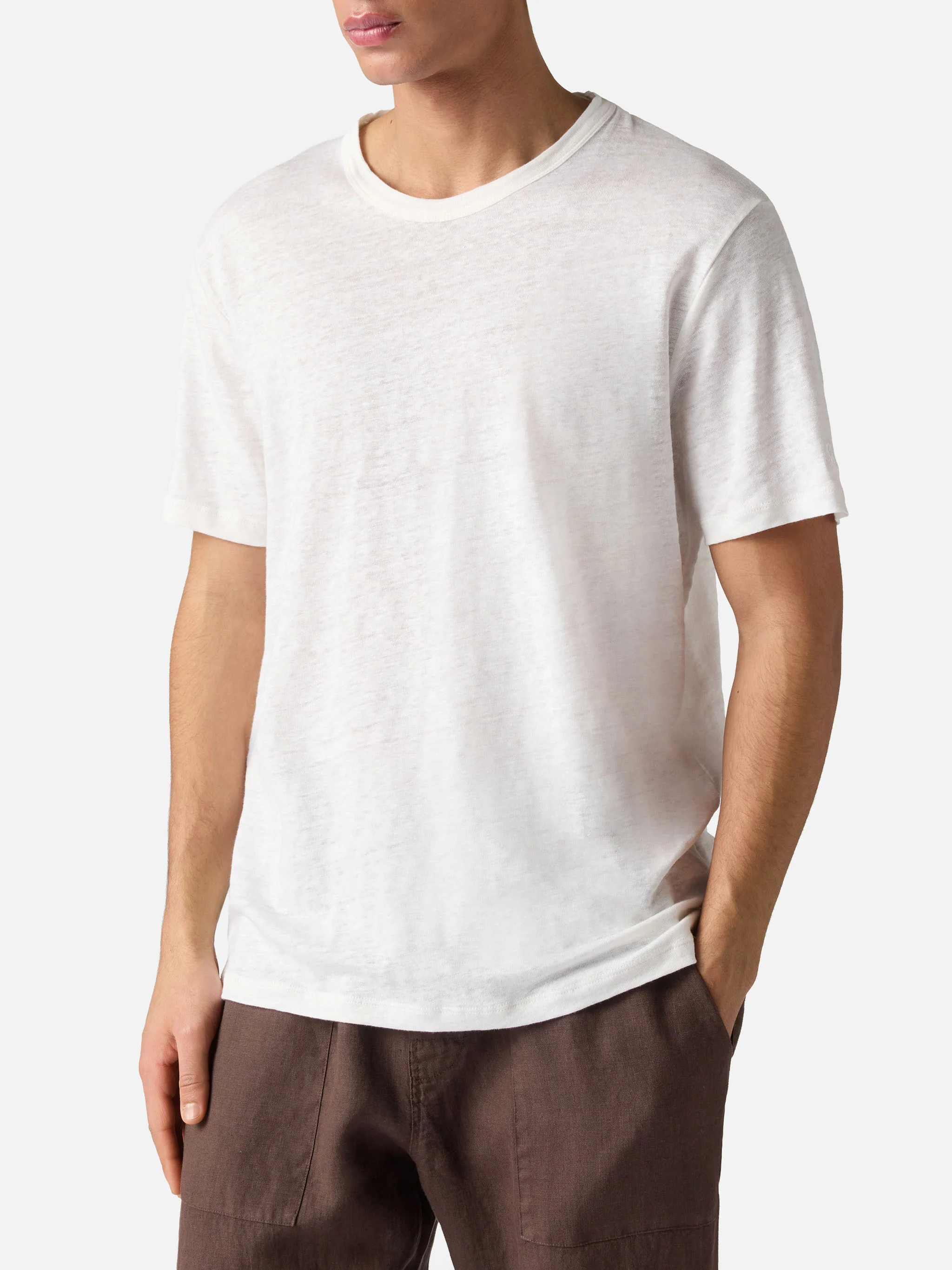 T-shirt Ecstasea in puro lino bianca con logo ricamato - Image 2