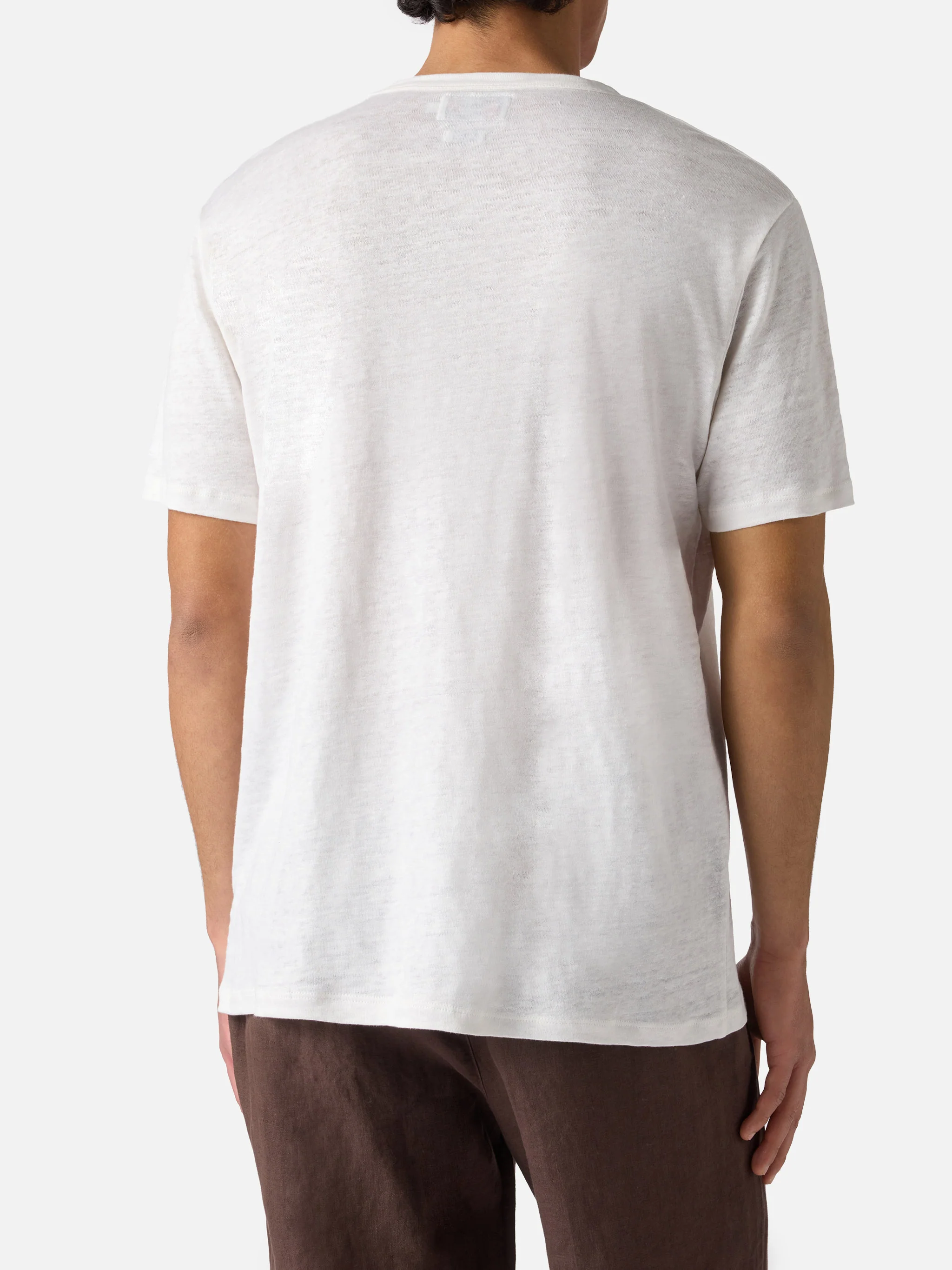 T-shirt Ecstasea in puro lino bianca con logo ricamato - Image 4