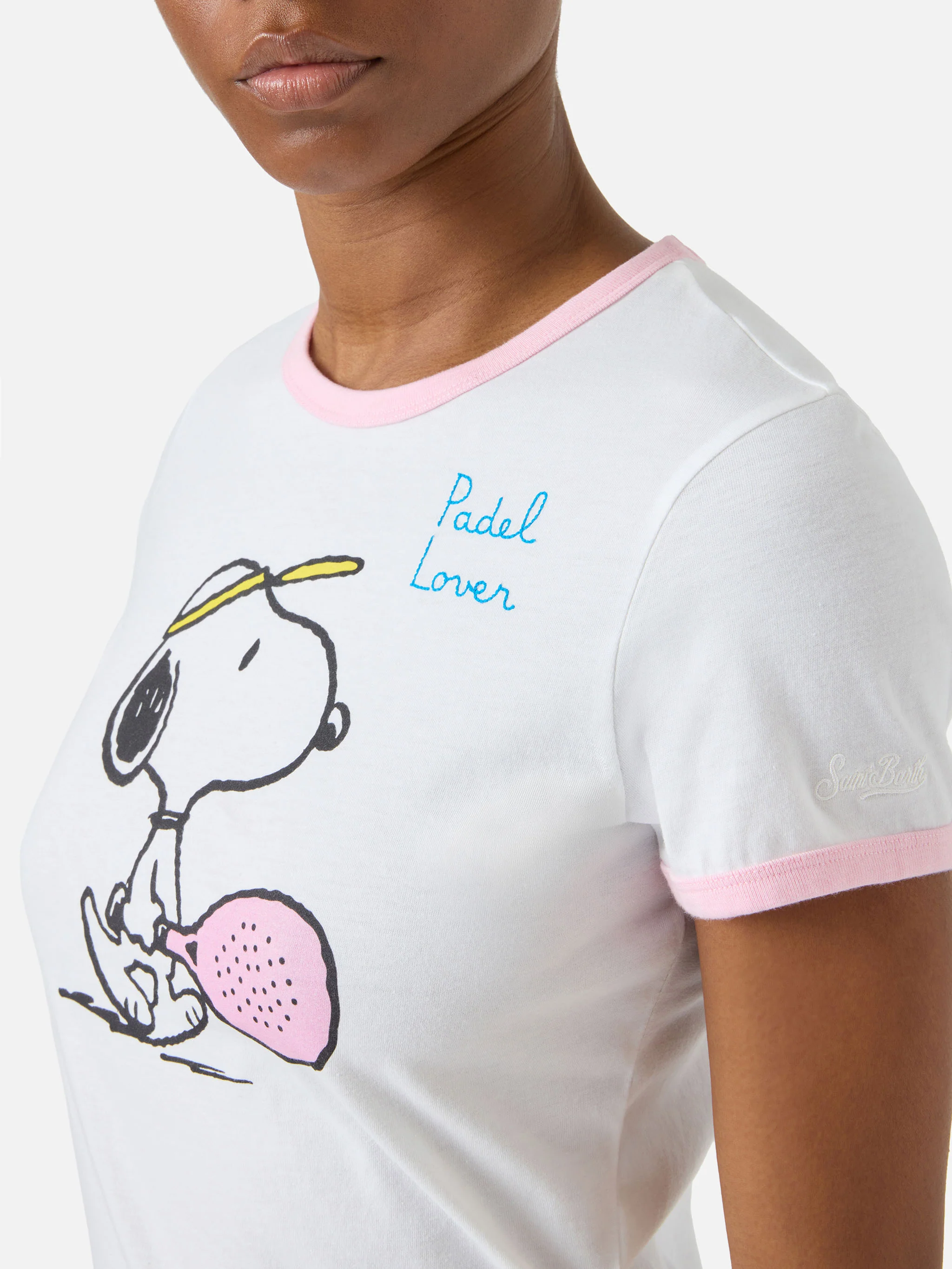 T-shirt Emilie String bianca con stampa Snoopy e ricamo Padel Lover | Special edition - Image 2
