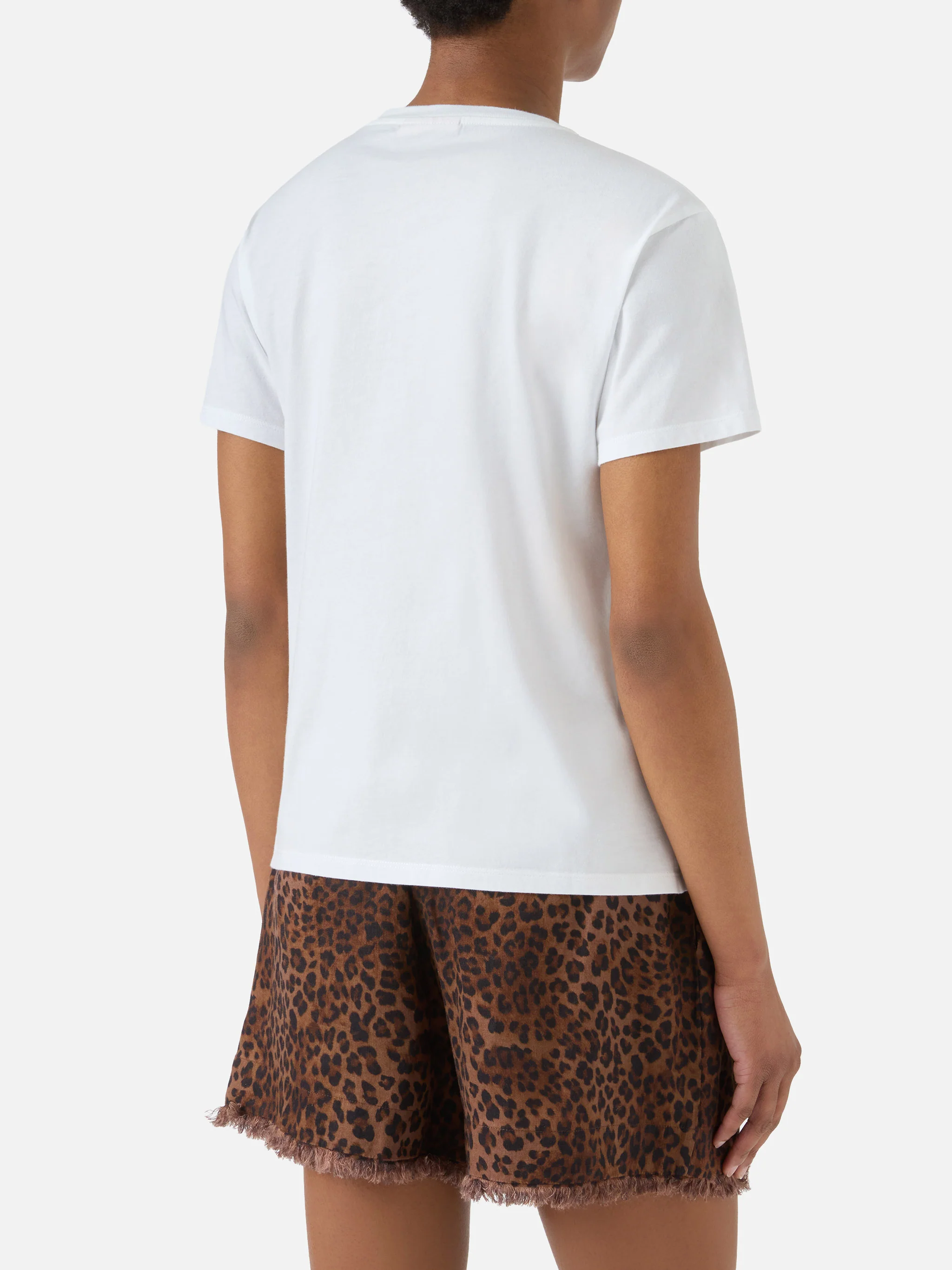 T-shirt Emilie bianca con ricamo Bollicine Queen e strass - Image 3