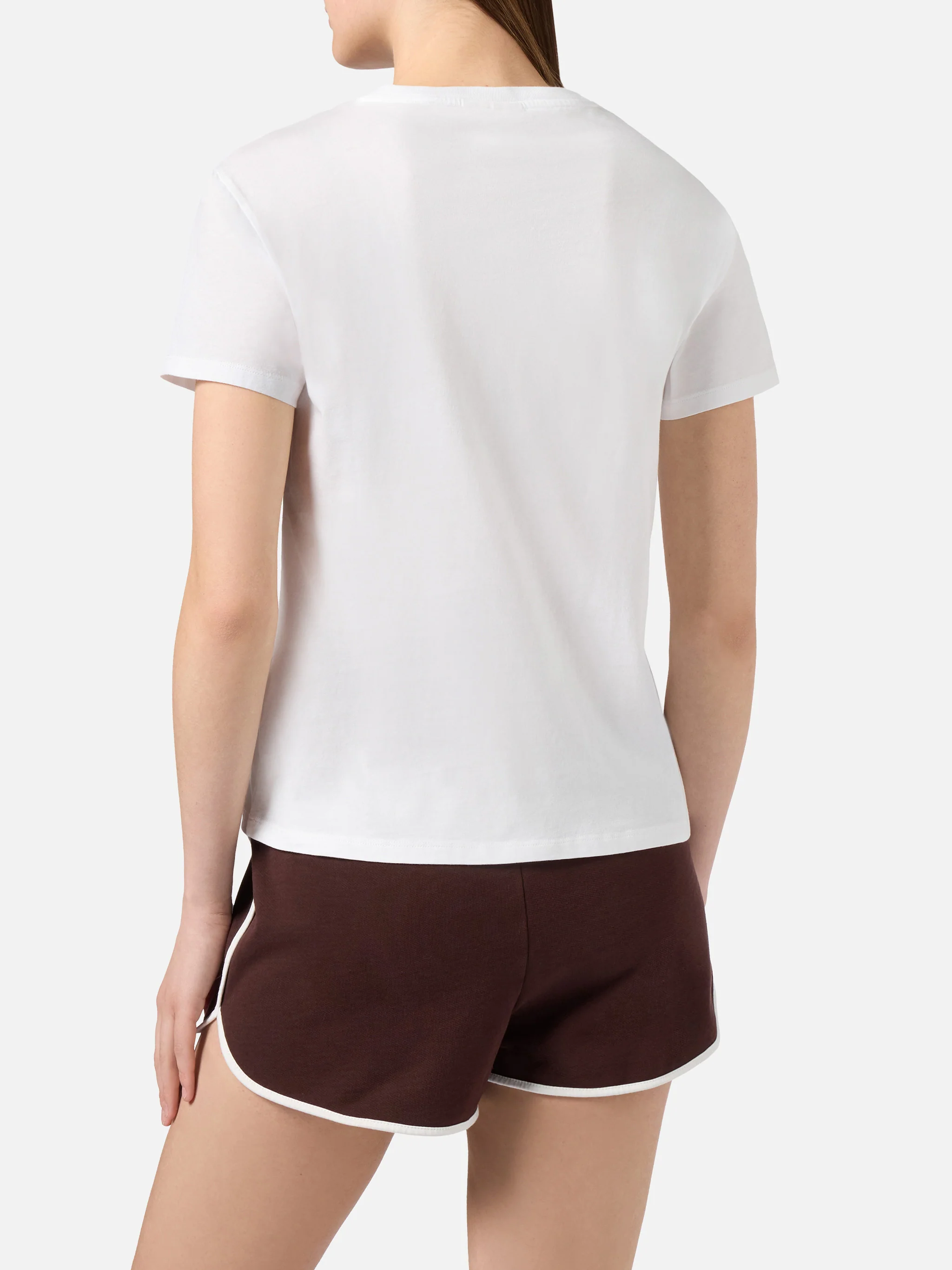 T-shirt Emilie bianca con patch logo animalier ricamata - Image 3