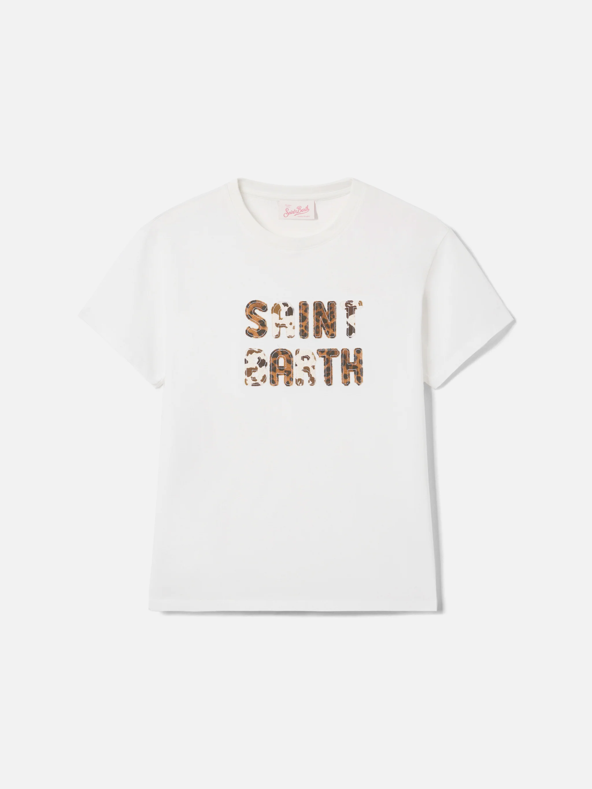 T-shirt Emilie bianca con patch logo animalier ricamata - Image 4
