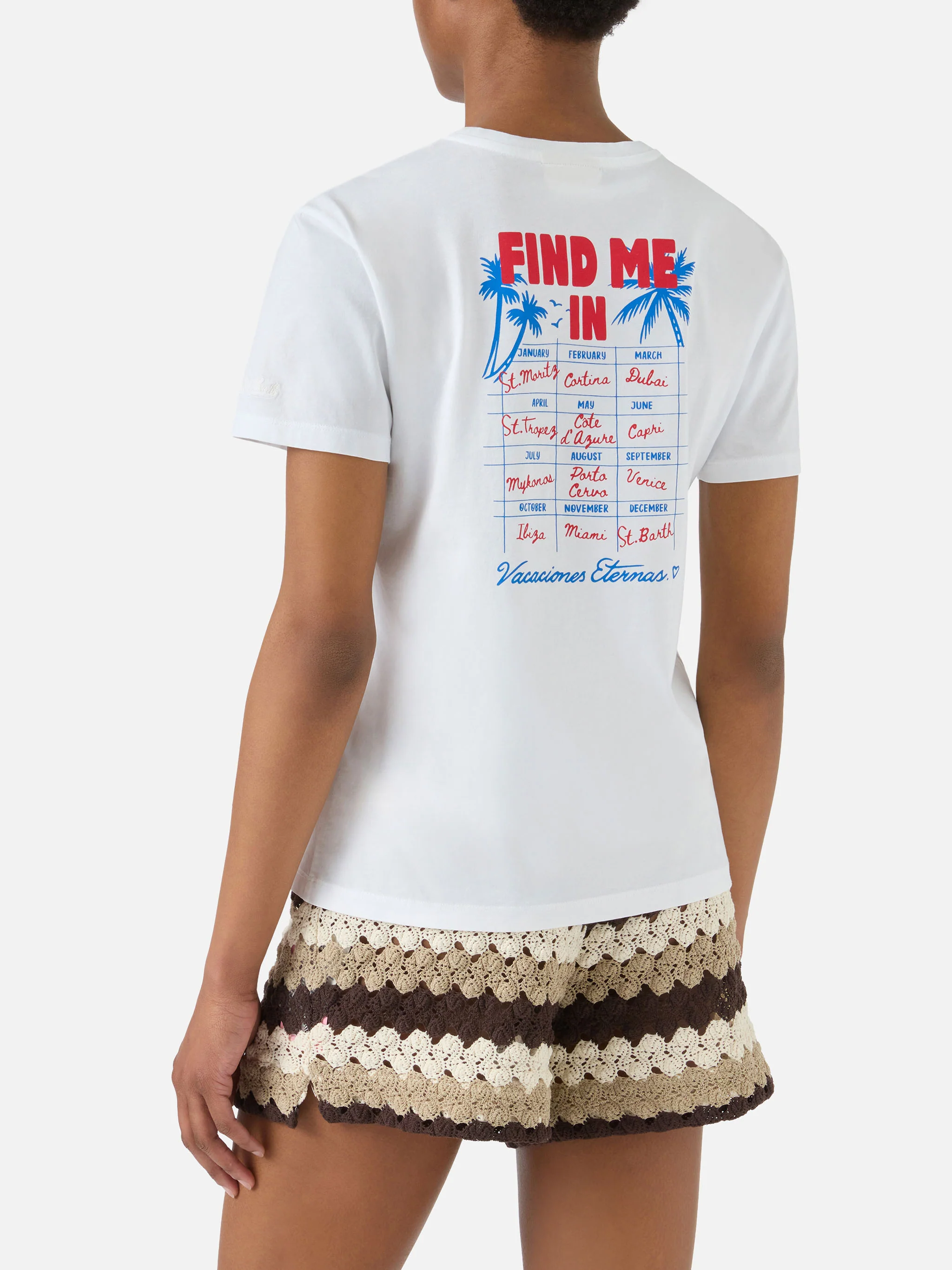 T-shirt Emilie bianca con stampa Find Me in Vacation - Image 3