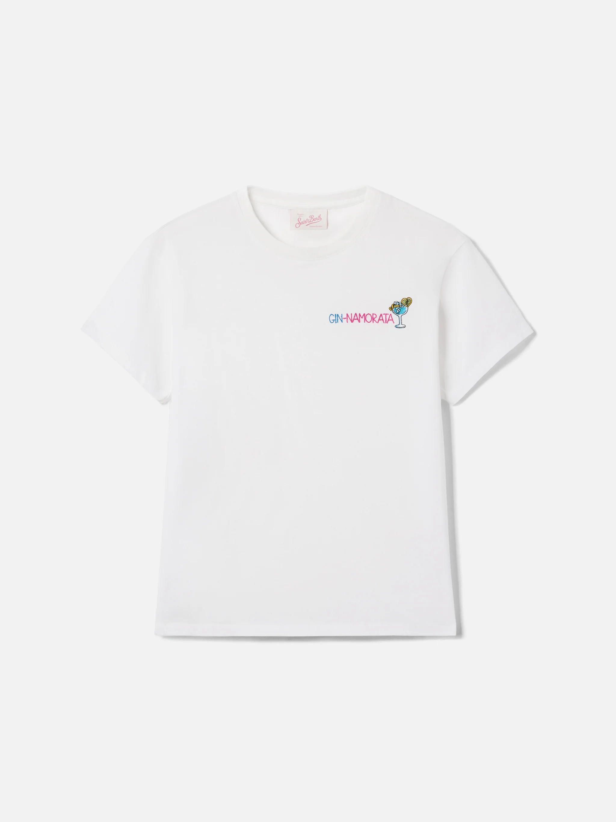 T-shirt Emilie bianca con ricamo Gin-namorata - Image 4