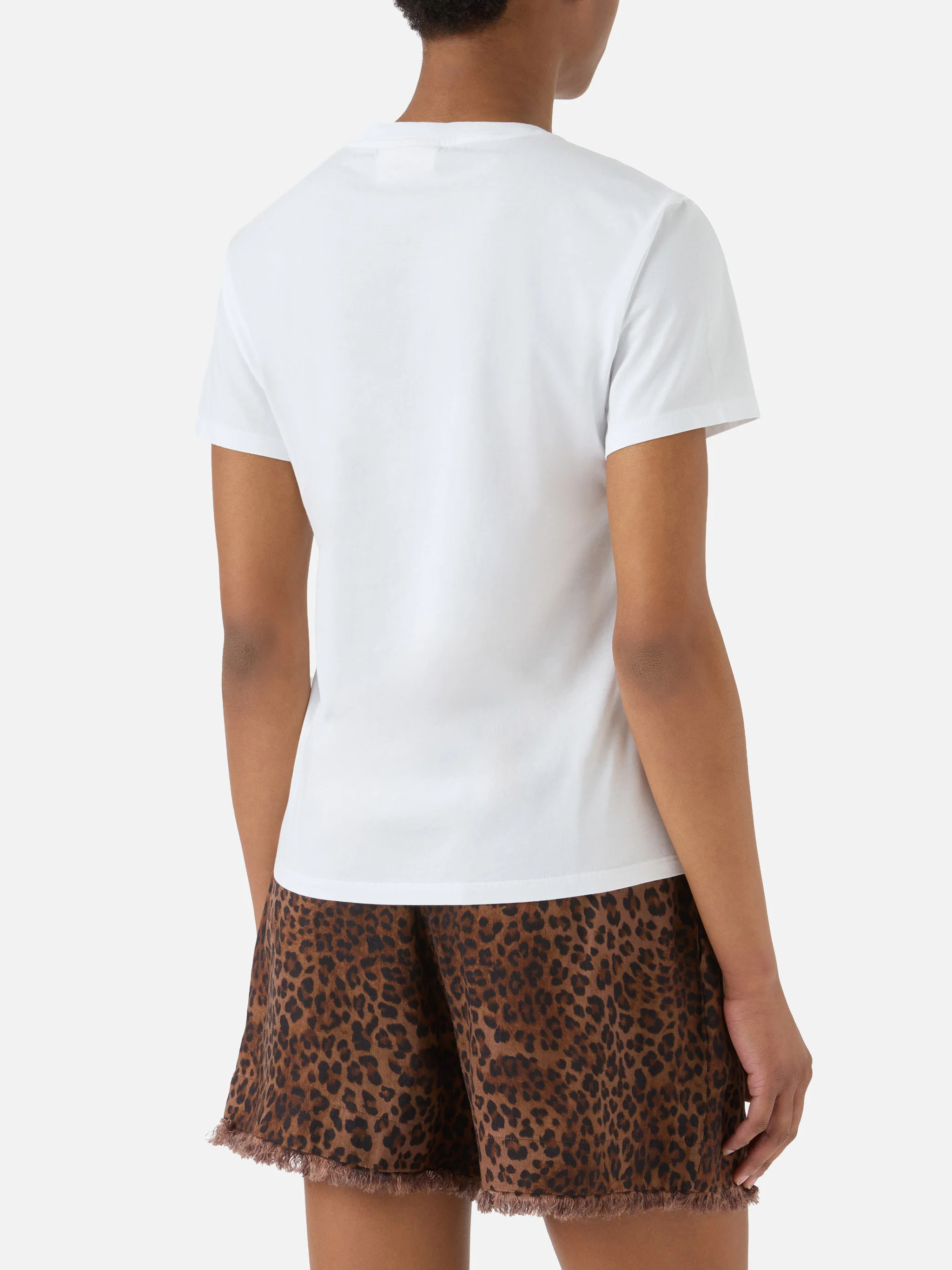 T-shirt Emilie bianca con logo in strass - Image 3