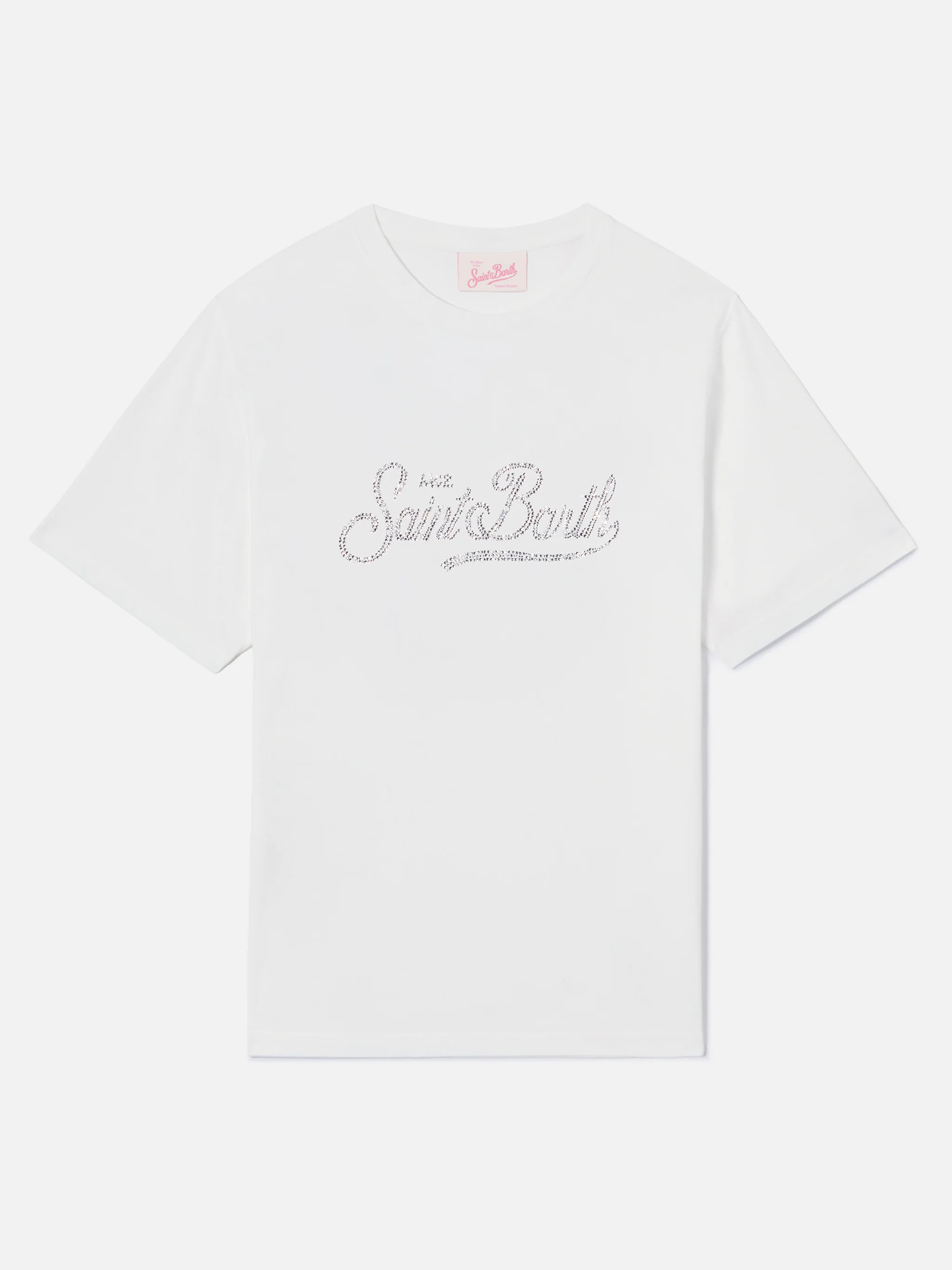 T-shirt Emilie bianca con logo in strass - Image 4