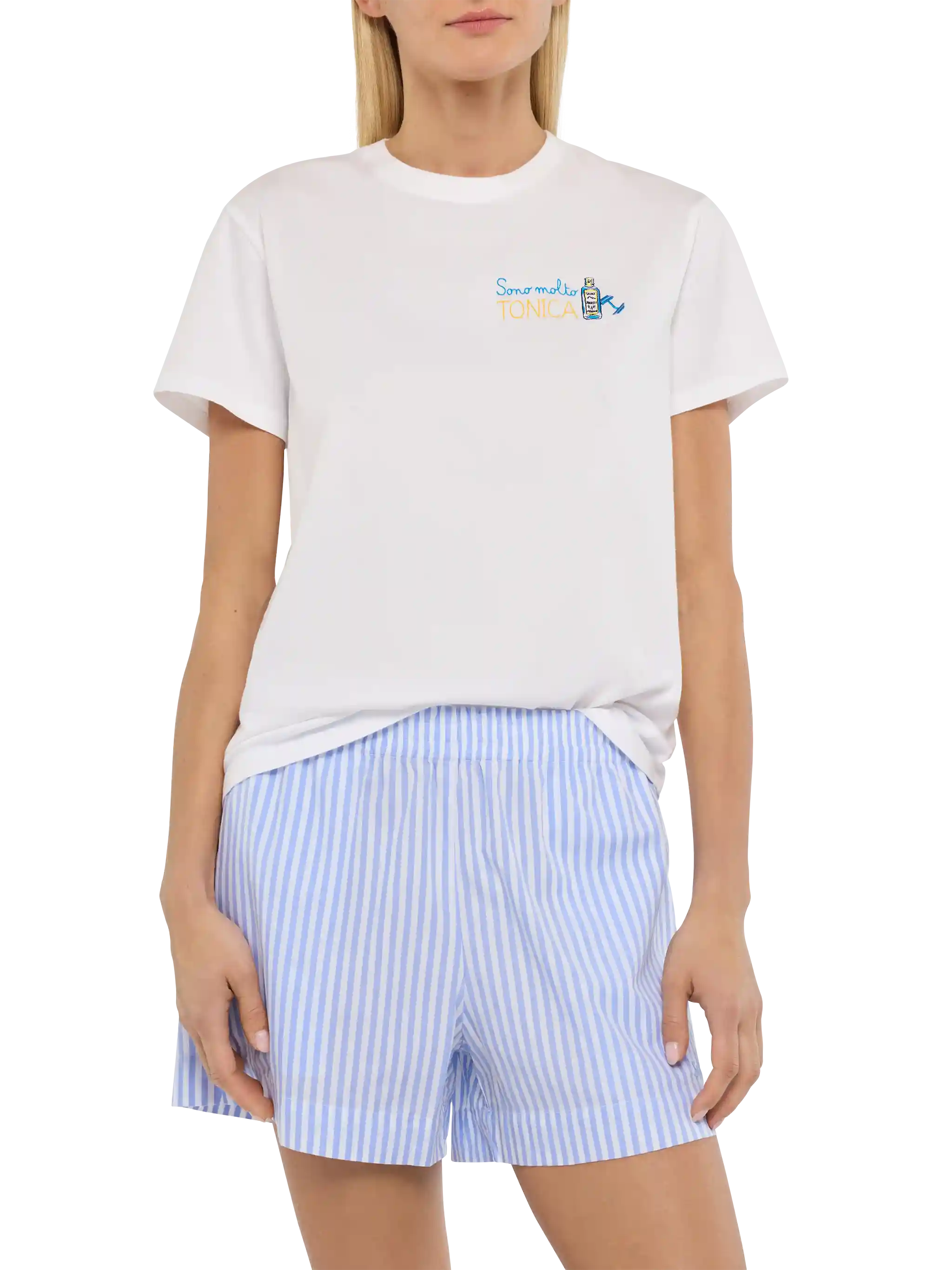 T-shirt Emilie bianca con ricamo Sono molto Tonica - Image 2
