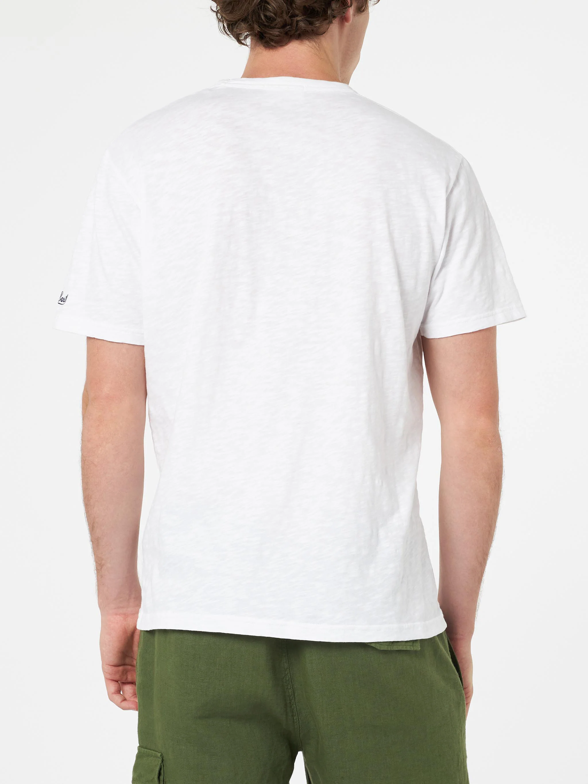 T-shirt President in cotone fiammato bianco tinta unita - Image 4