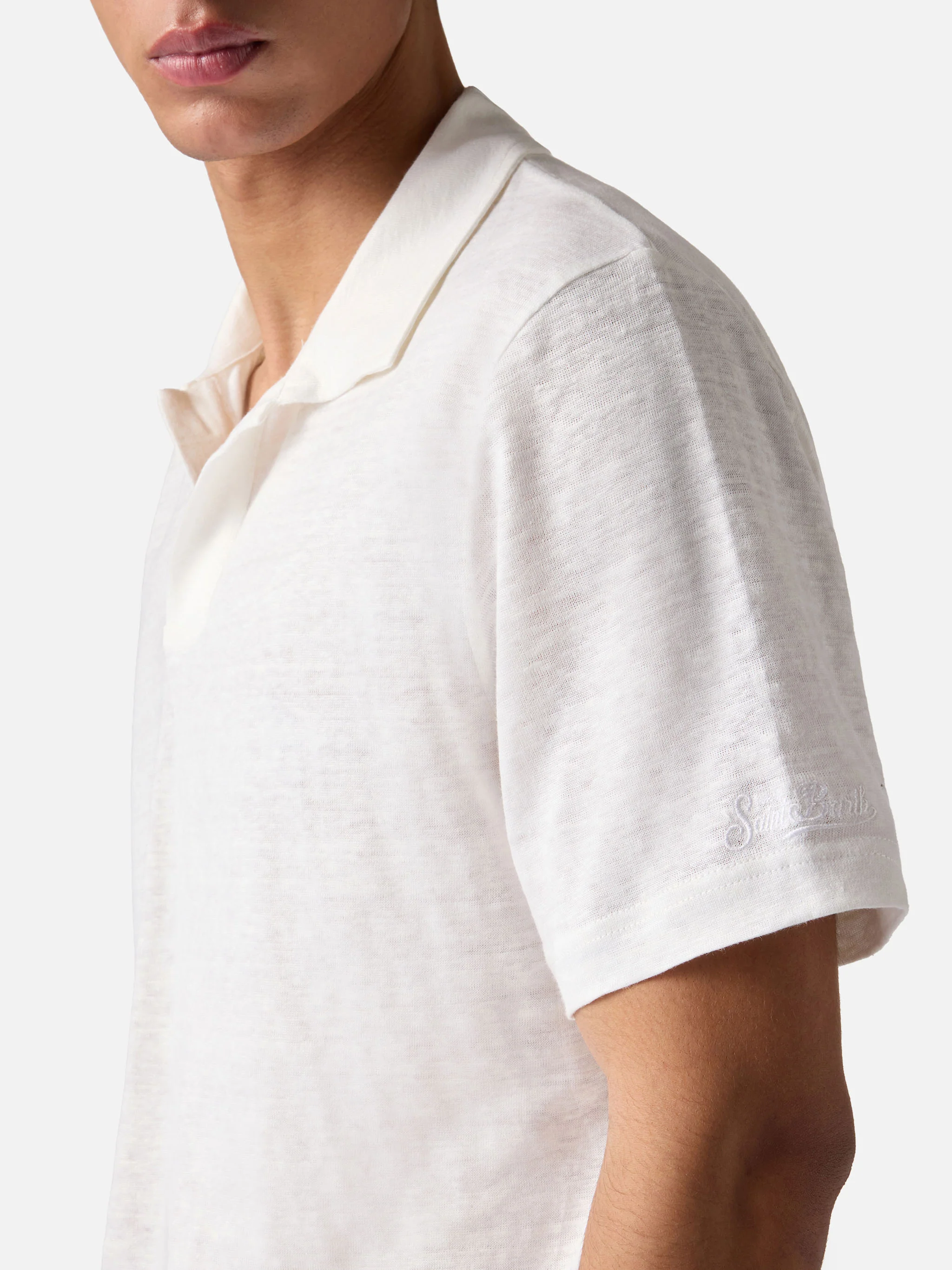 Polo Fraser in puro lino bianco - Image 2