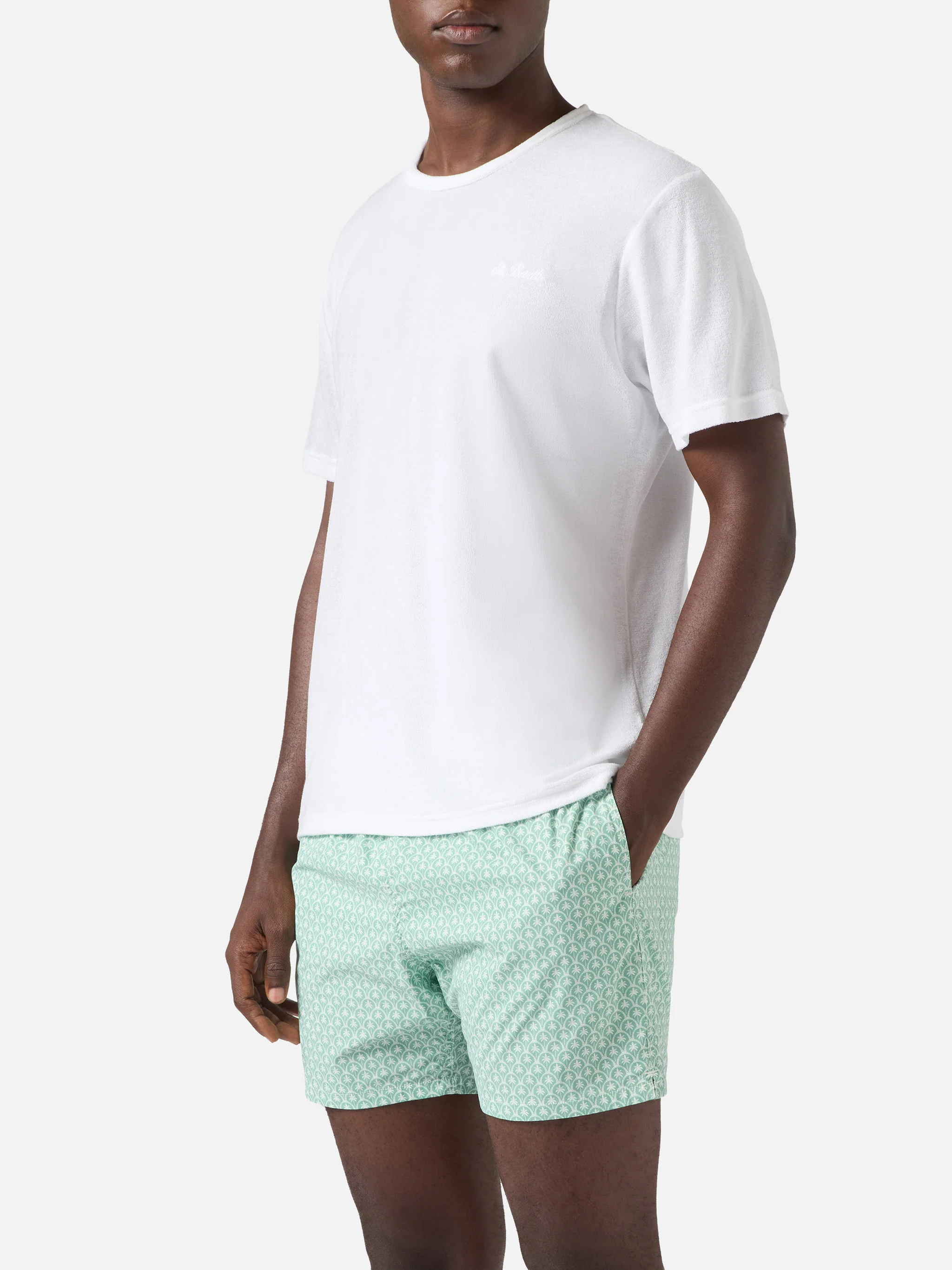 T-shirt Gary in cotone effetto spugna bianca con ricamo logo - Image 2