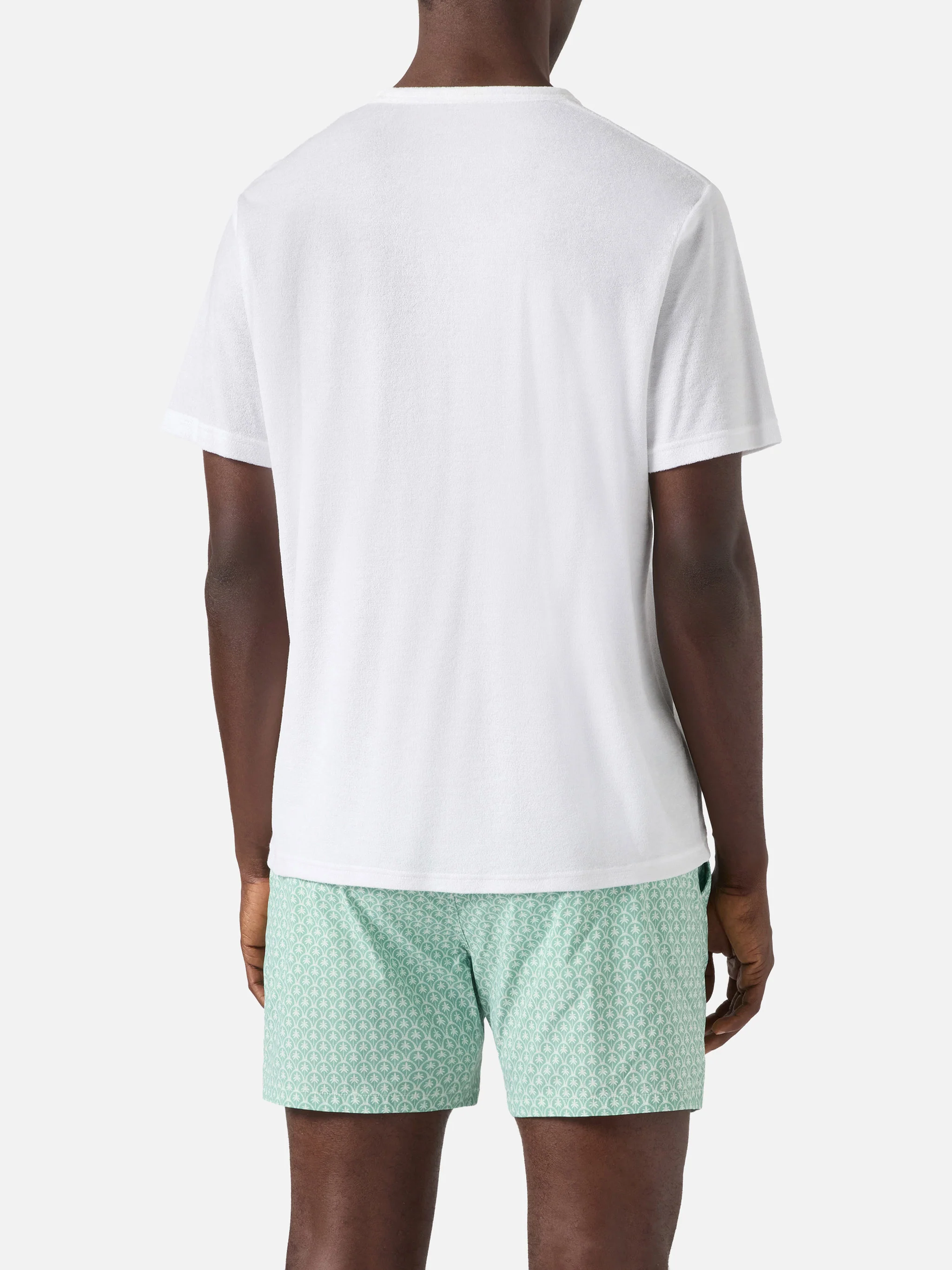 T-shirt Gary in cotone effetto spugna bianca con ricamo logo - Image 4