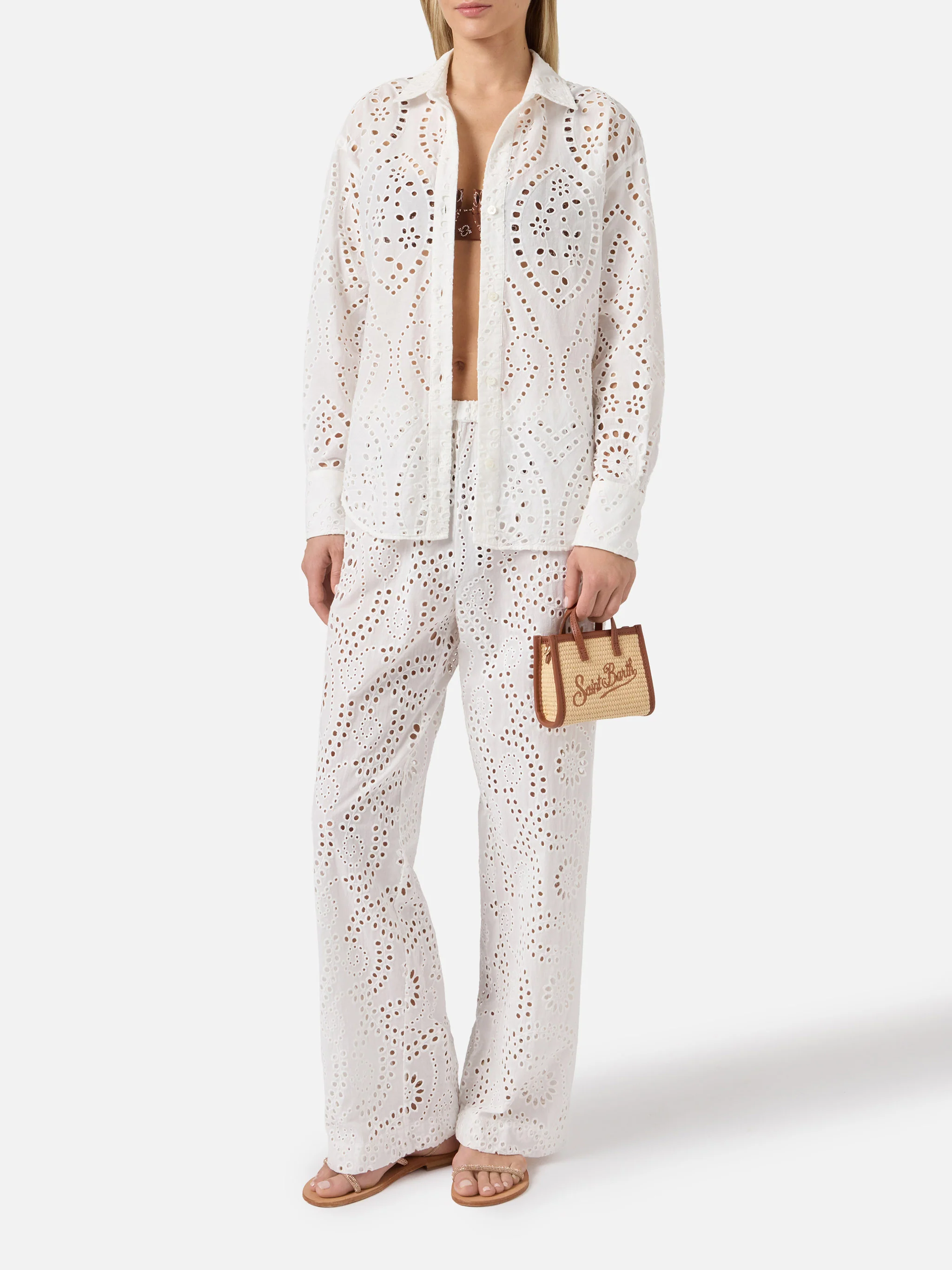 Pantaloni Inez in sangallo bianco - Image 2