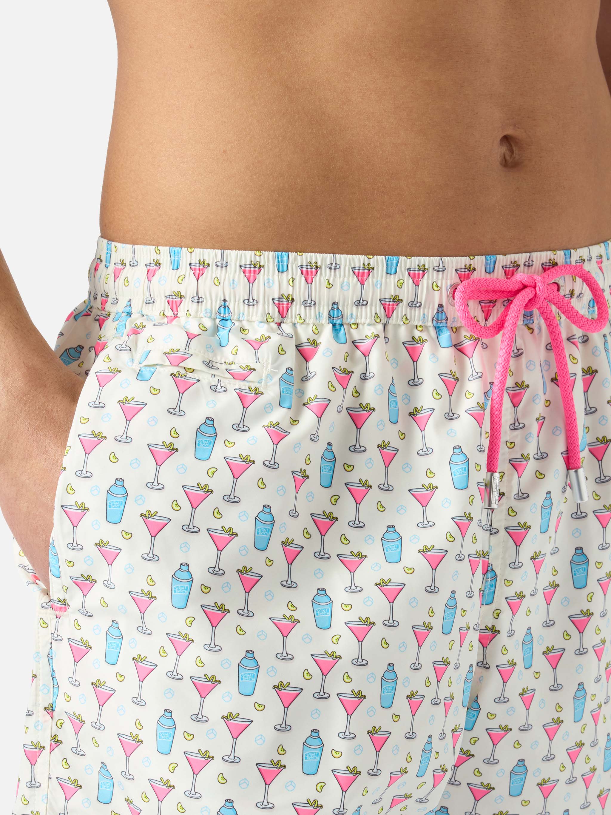 Costume mare Lighting Micro bianco con stampa cosmo all-over - Image 4