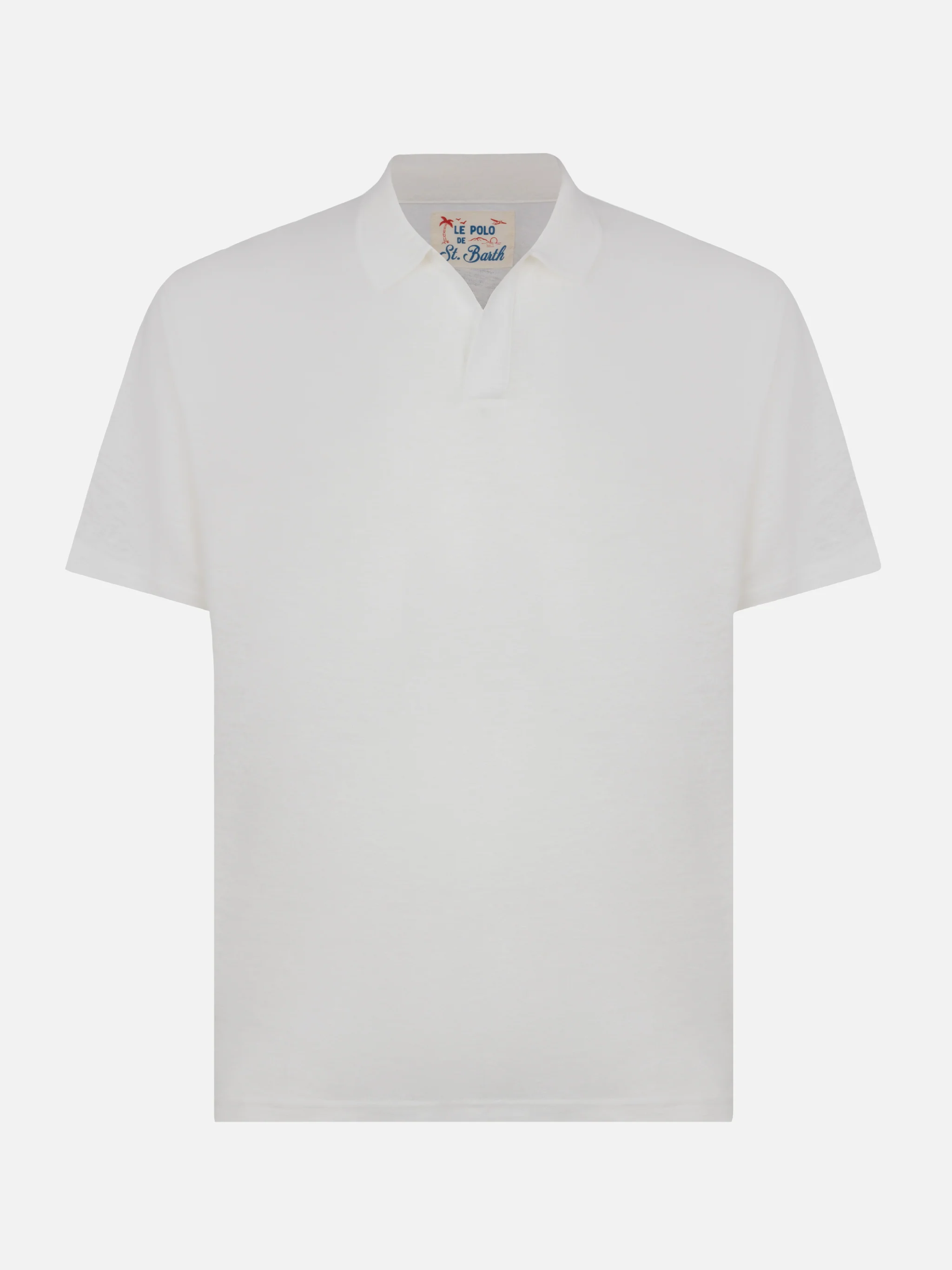 Polo senza bottoni in lino bianco Fraser - Image 4