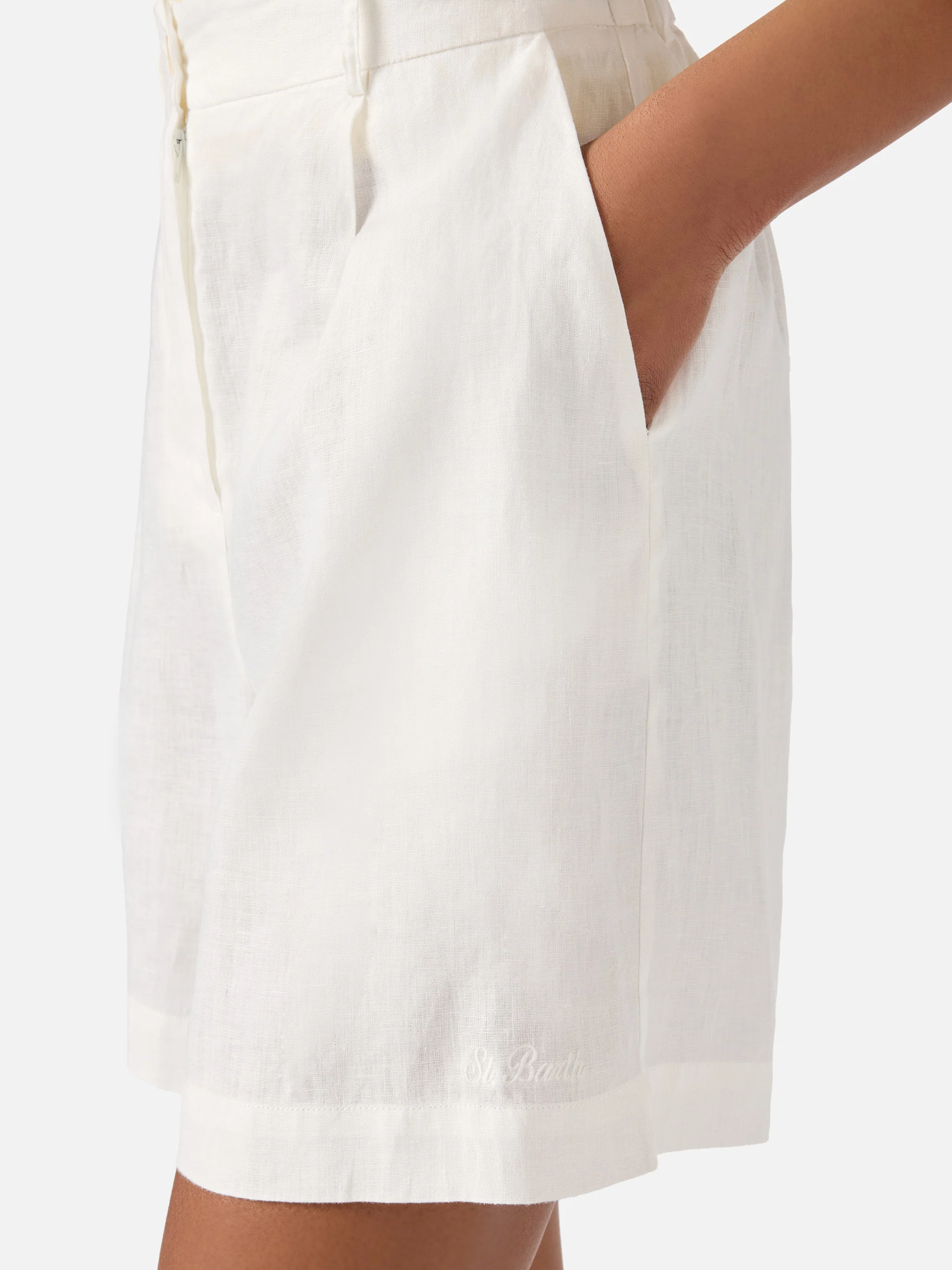 Shorts Maggy in lino bianco - Image 4