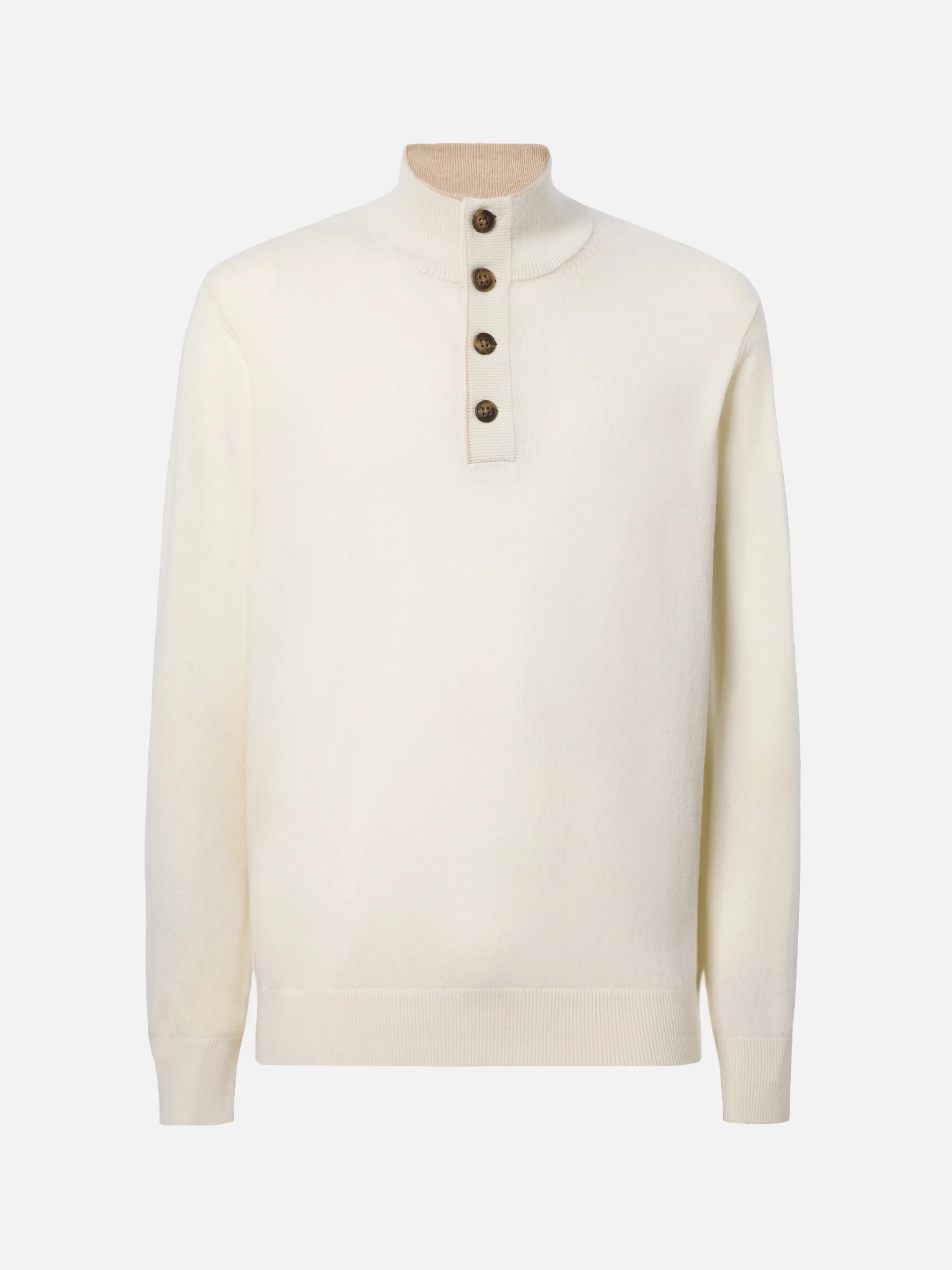 Maglione mezzocollo con zip in lana merino e cashmere bianco - Image 5