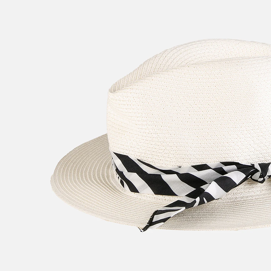 Cappello in fibra di carta bianca con fascia stampa zebrata - Image 2