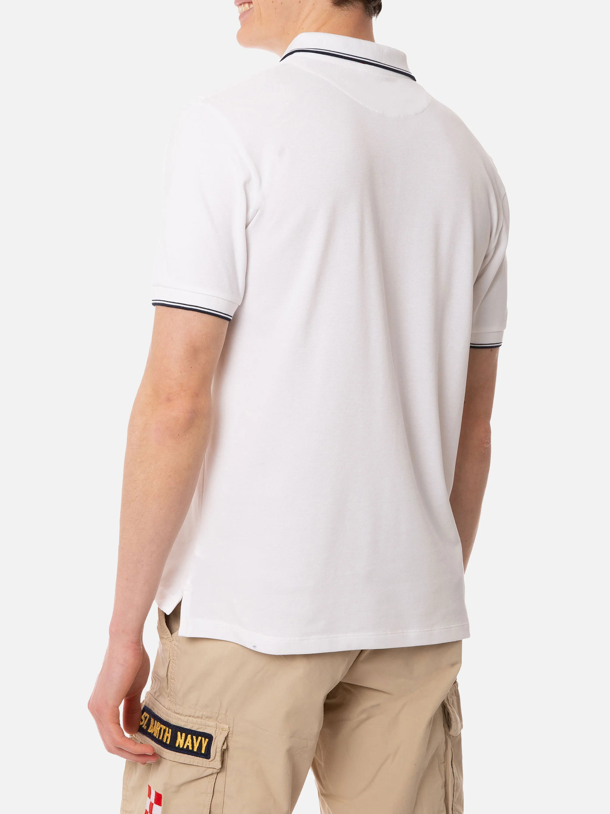Polo in piquet bianco con logo St. Barth - Image 2