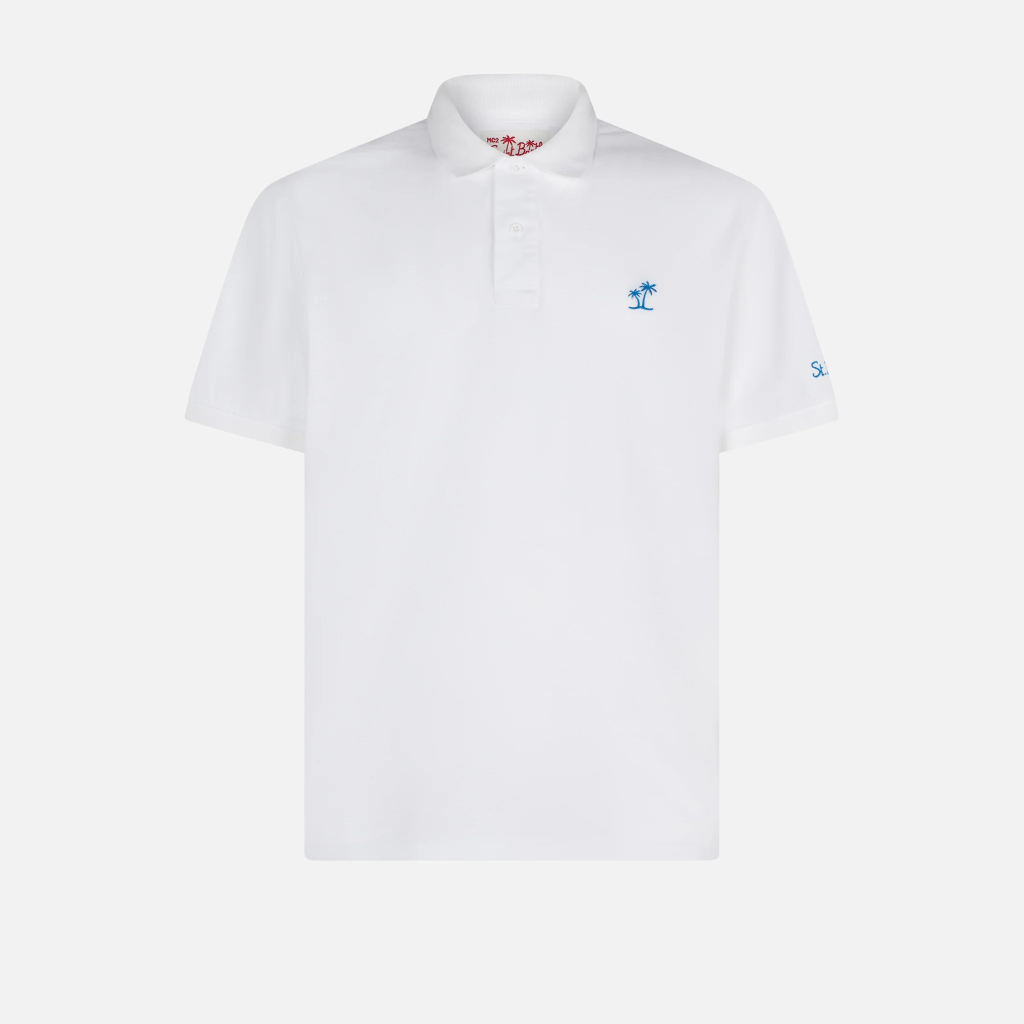 Polo in piquet bianco con logo St. Barth effetto vintage - Image 4