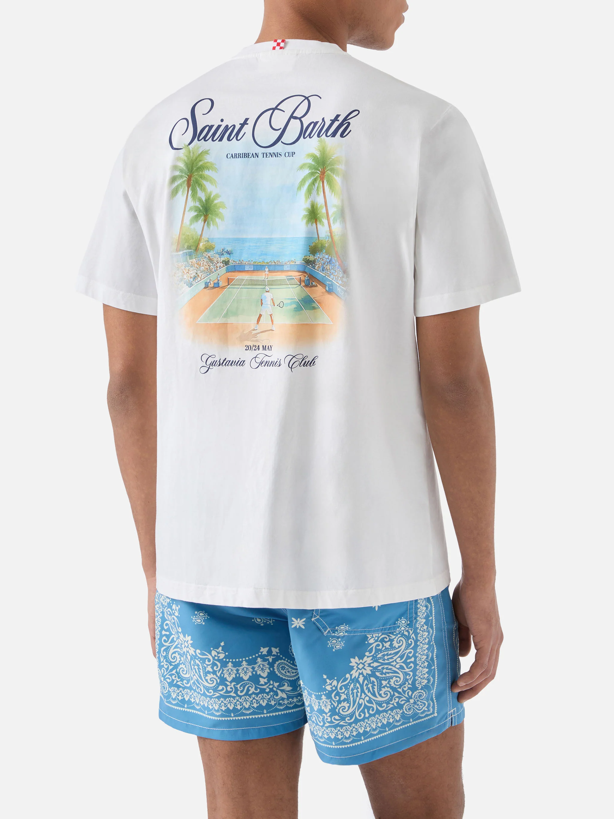 T-shirt Portland bianca con stampa Caribbean Tennis Cup - Image 3