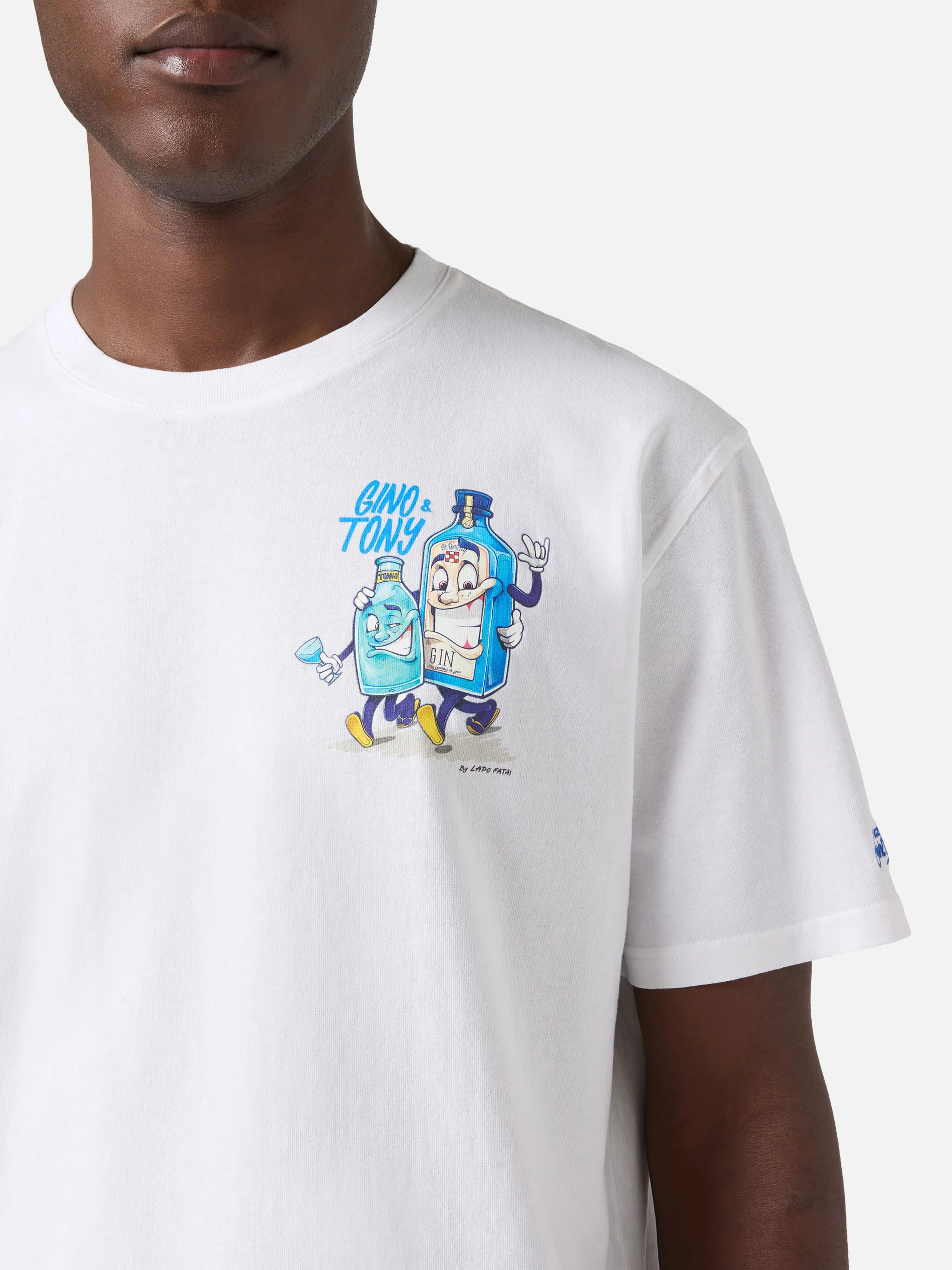 T-shirt Portland bianca con illustrazione Gino & Tony | Special Edition  - Image 2