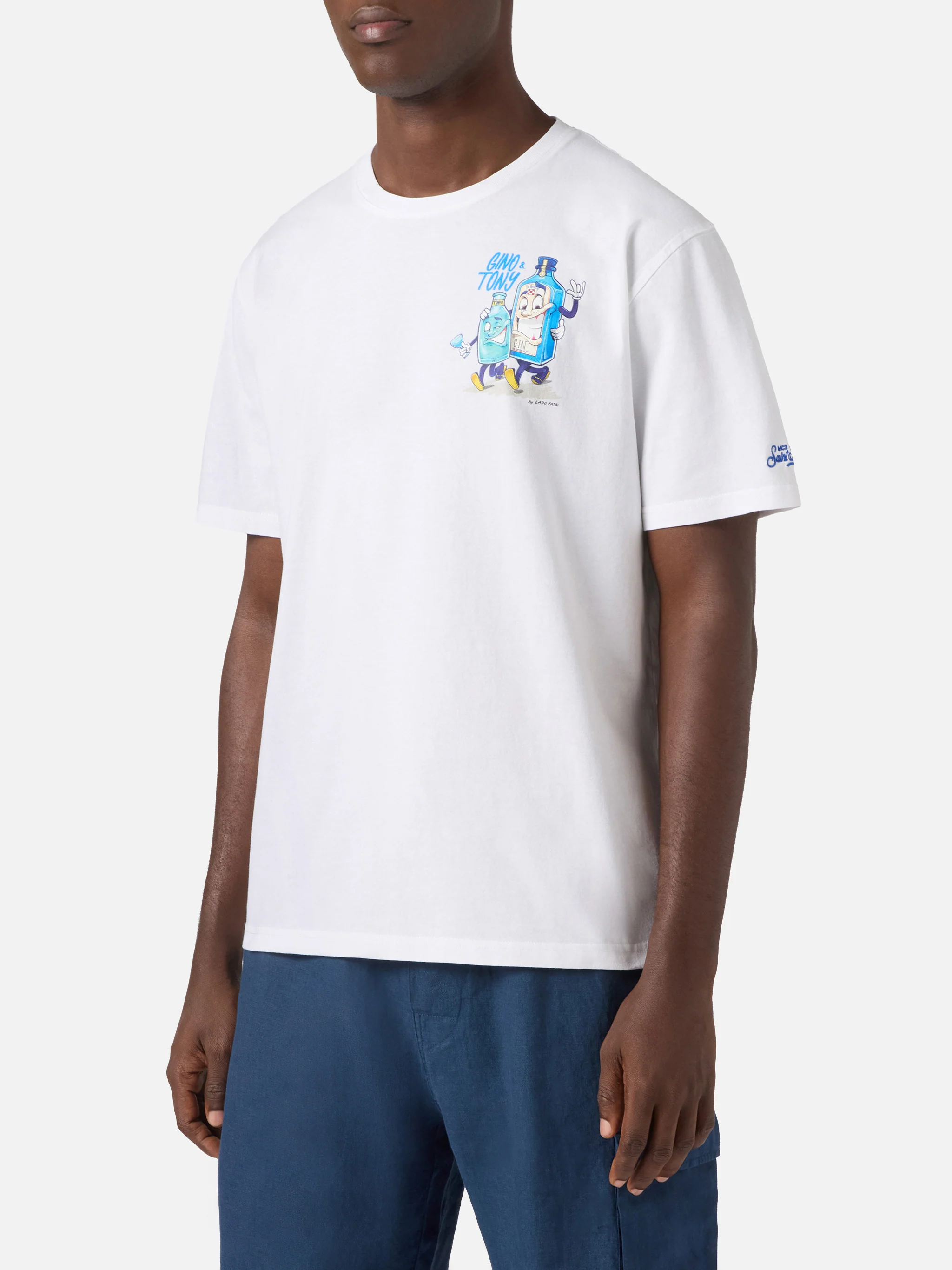 T-shirt Portland bianca con illustrazione Gino & Tony | Special Edition  - Image 3