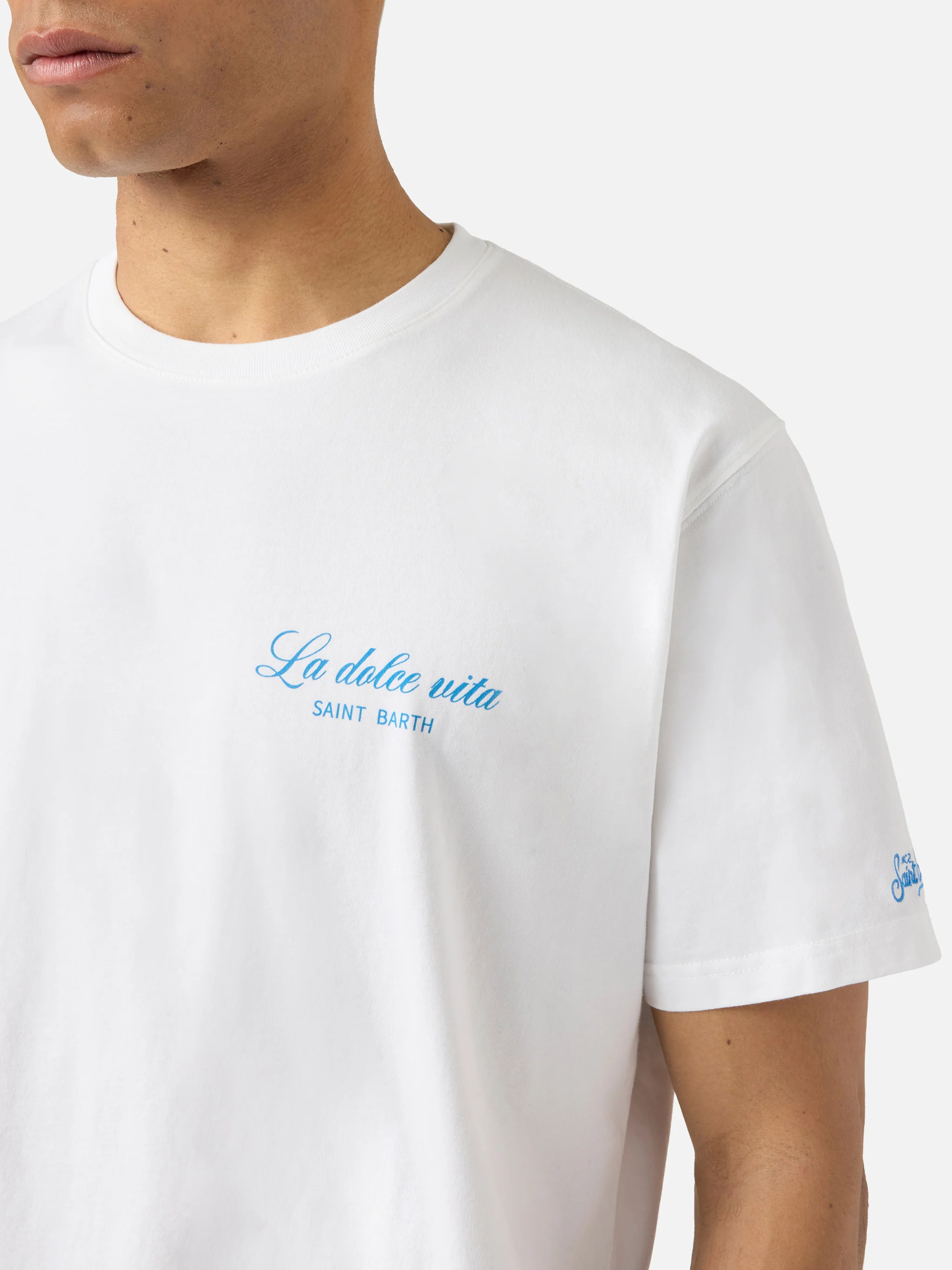 T-shirt Portland blu con illustrazione Vodka Tonic Drink - Image 2