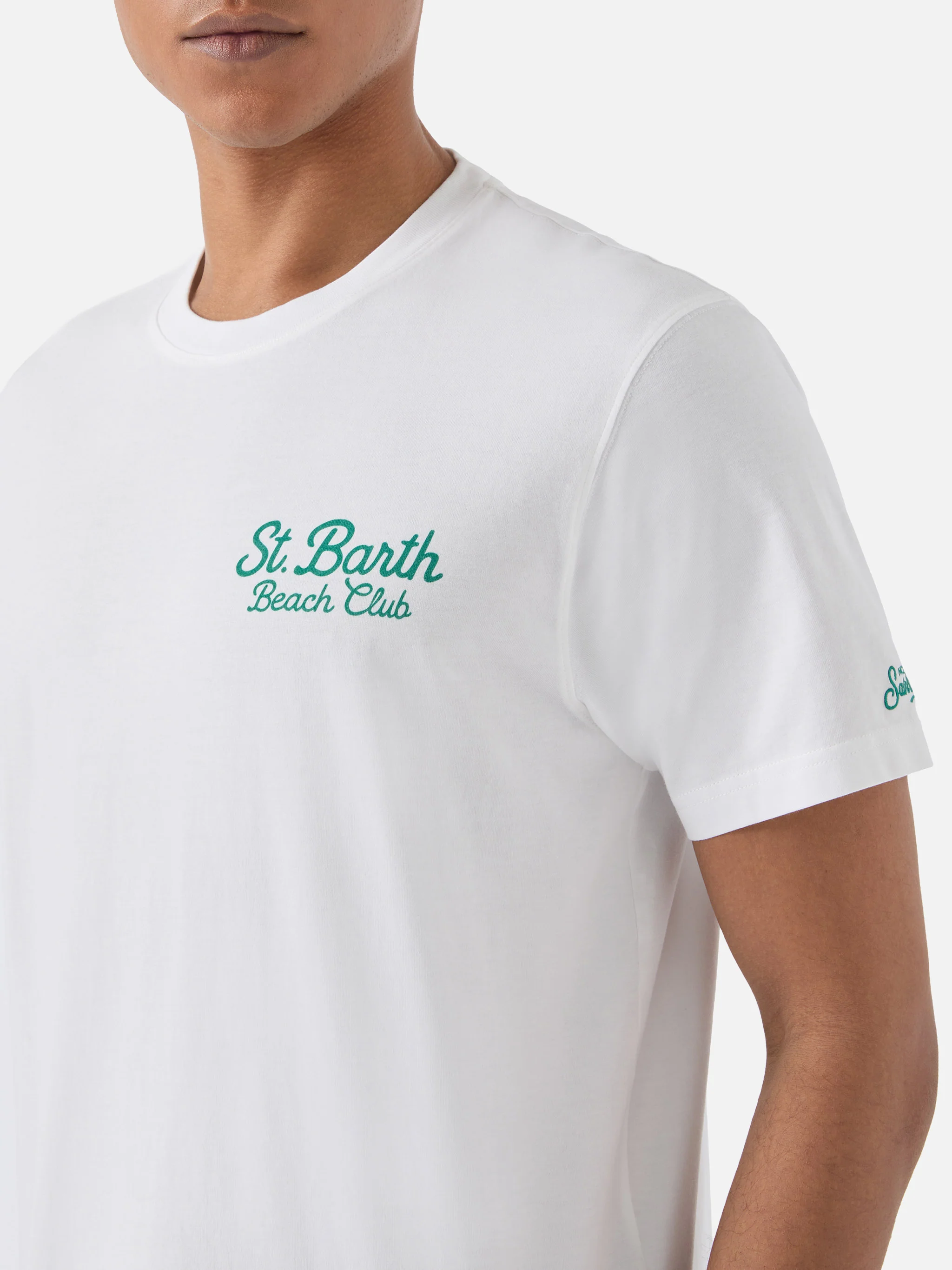 T-shirt Portland bianca con ricamo St. Barth Beach Club - Image 2