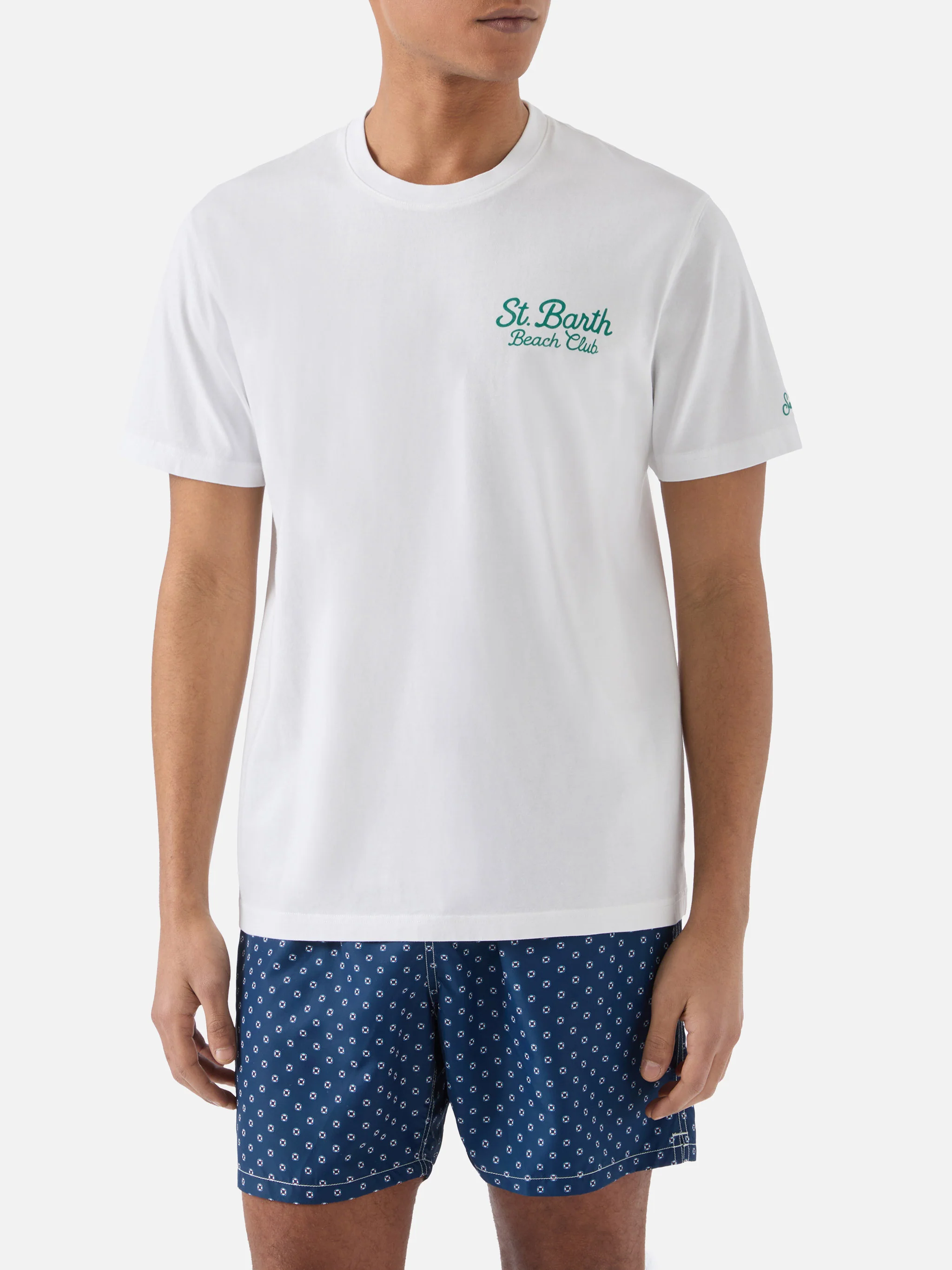T-shirt Portland bianca con ricamo St. Barth Beach Club - Image 3