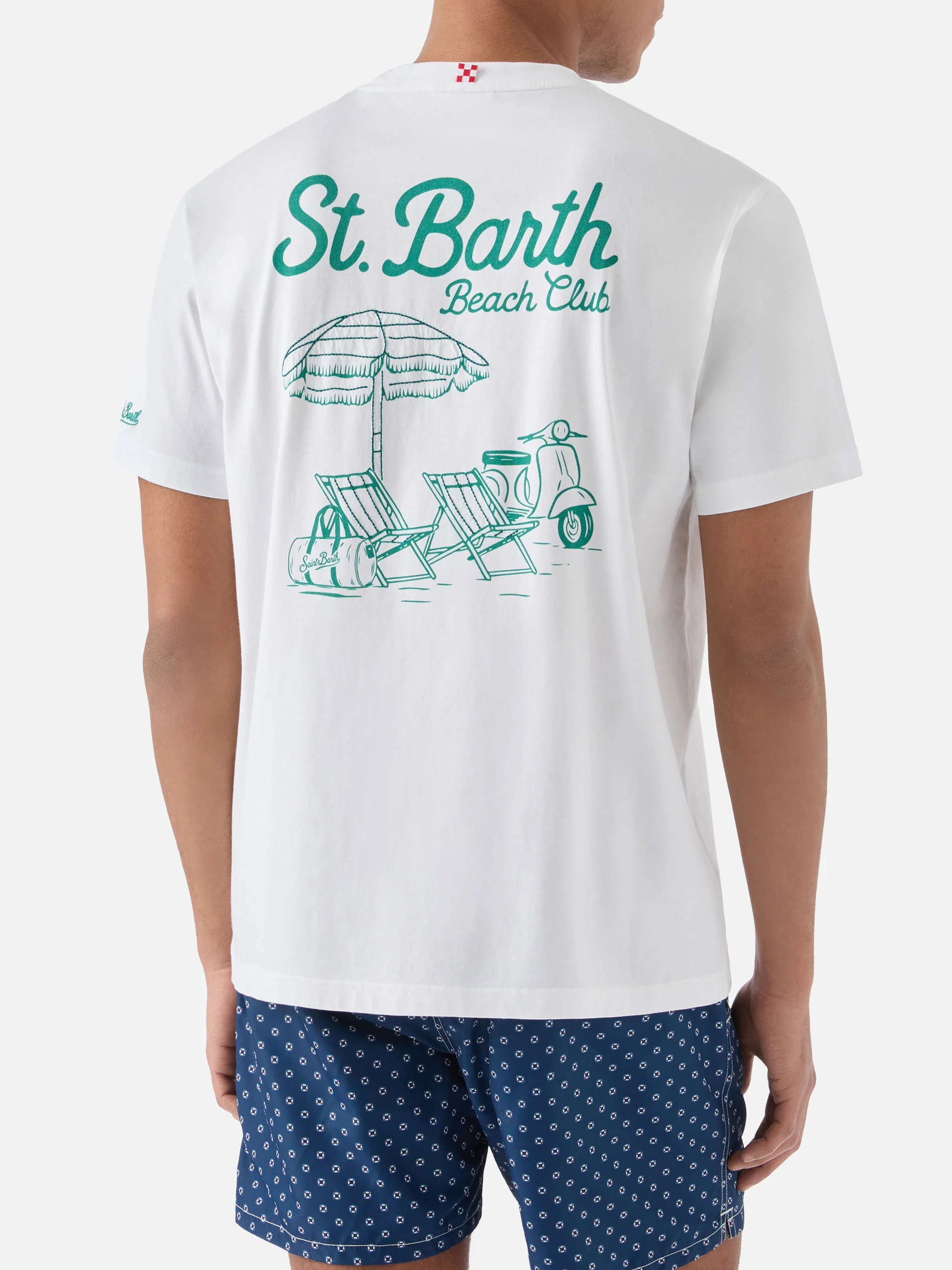 T-shirt Portland bianca con ricamo St. Barth Beach Club - Image 4