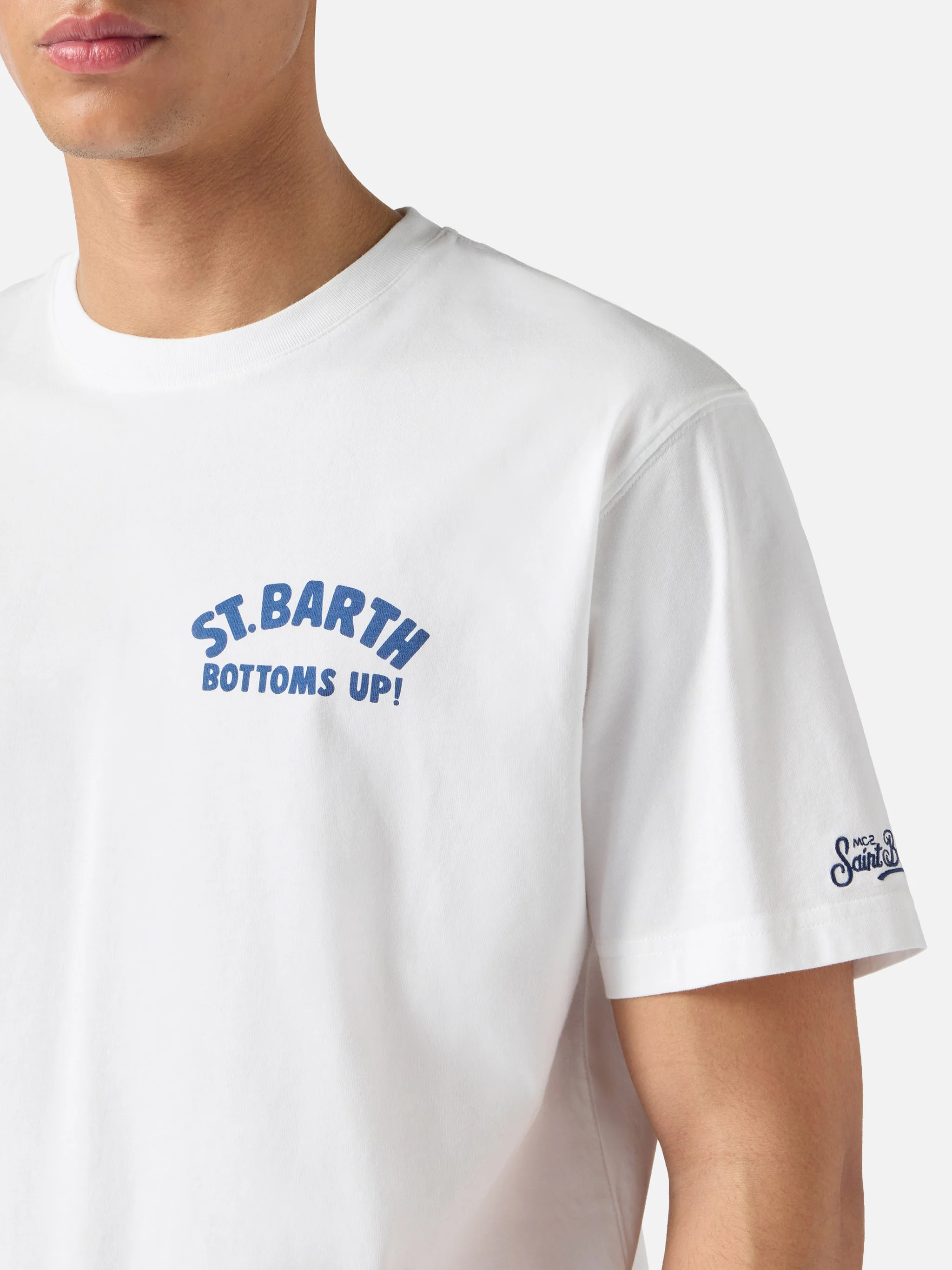 T-shirt Portland bianca con stampa St. Barth Bottoms Up - Image 2