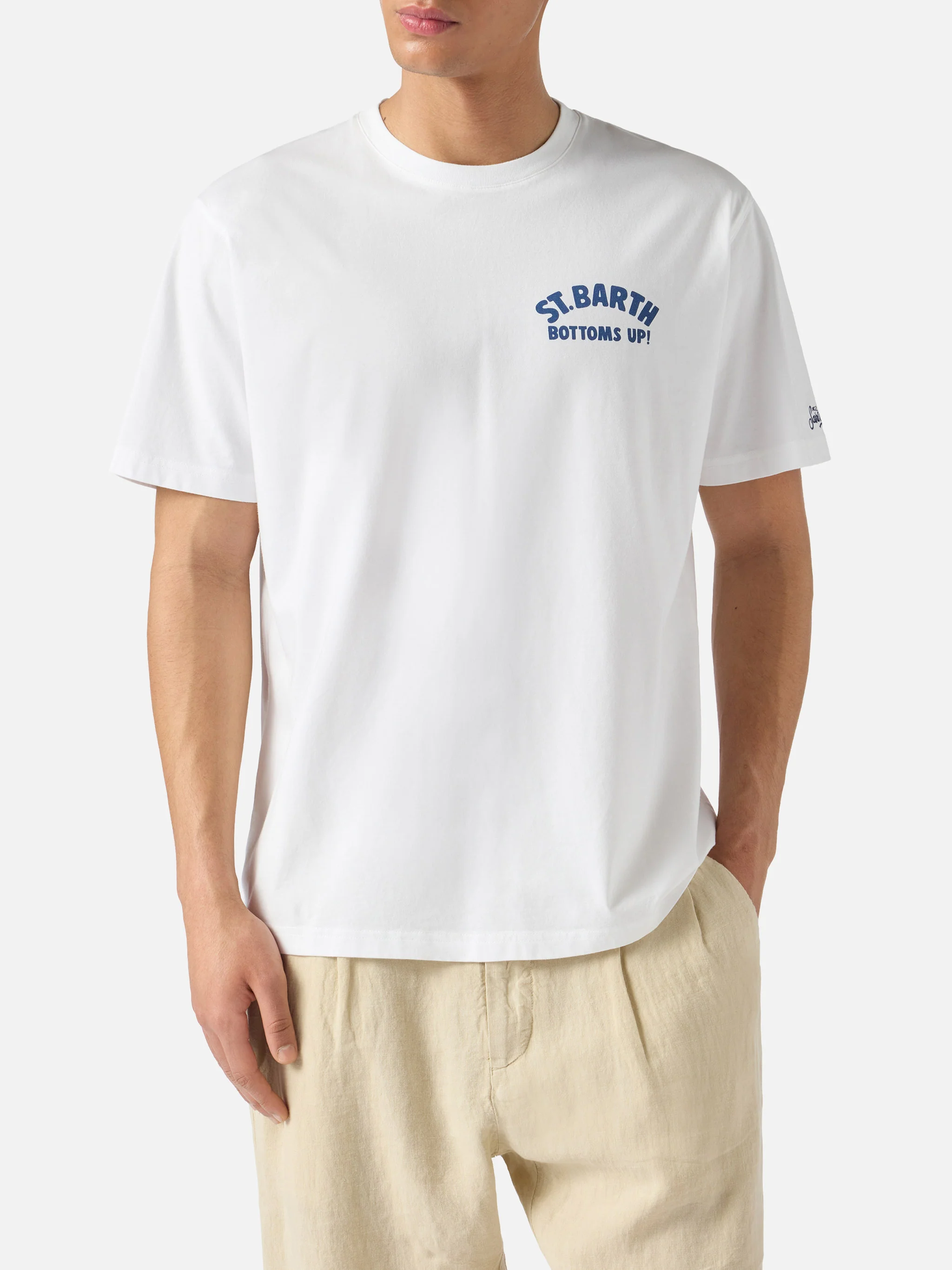 T-shirt Portland bianca con stampa St. Barth Bottoms Up - Image 3