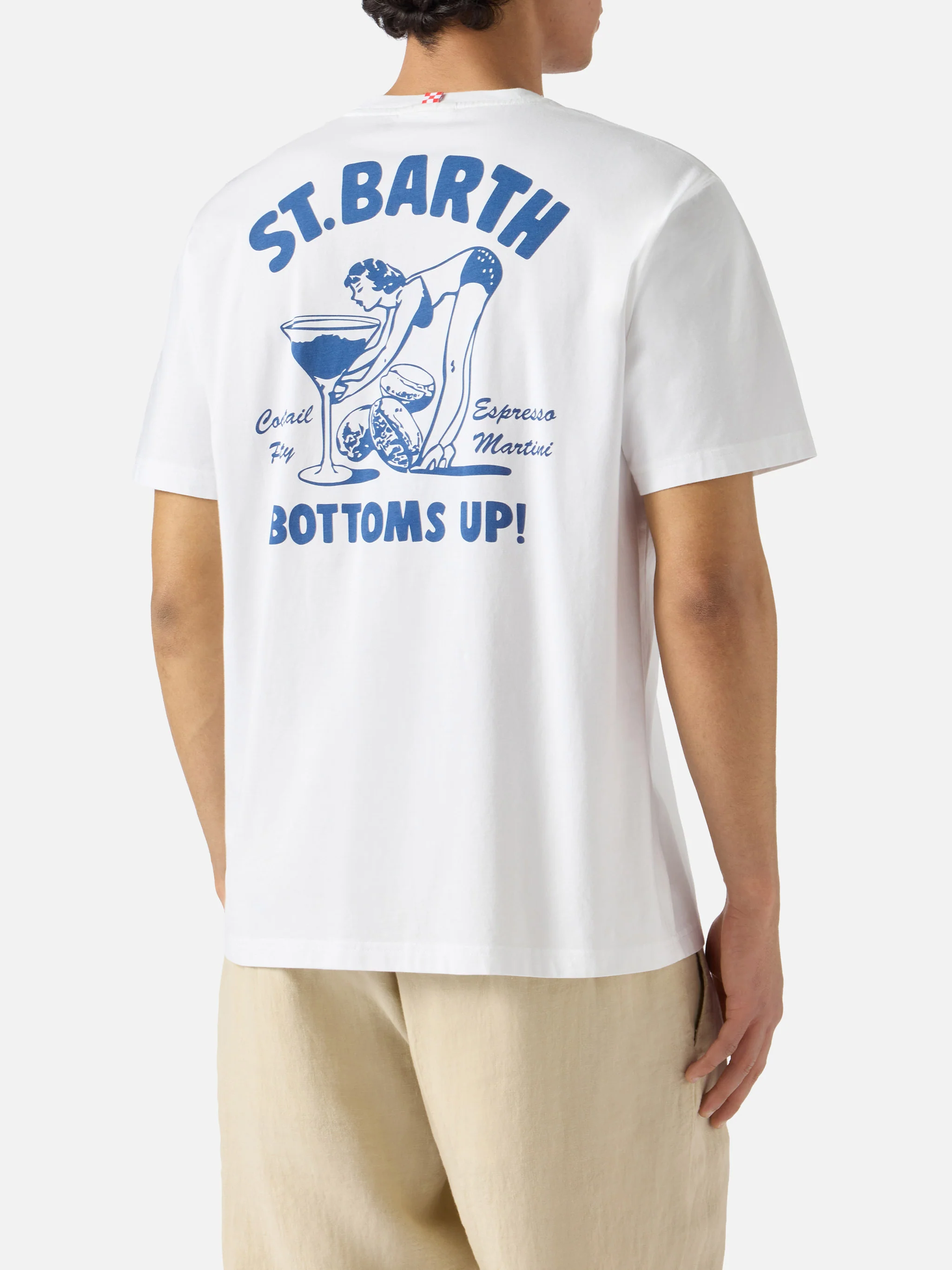 T-shirt Portland bianca con stampa St. Barth Bottoms Up - Image 4