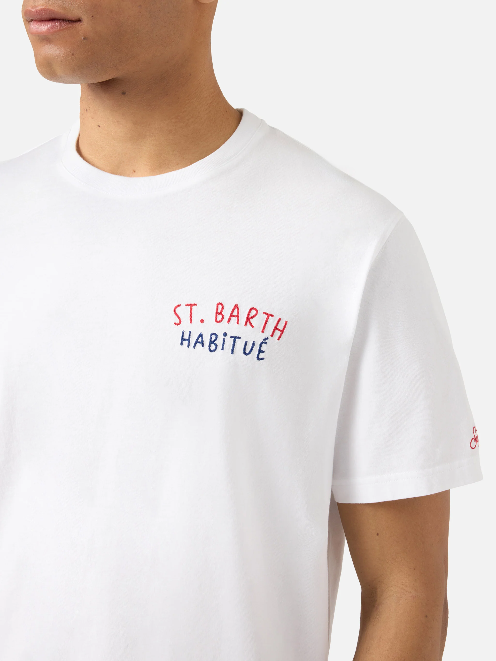 T-shirt Portland bianca con ricamo St. Barth Habitué - Image 2
