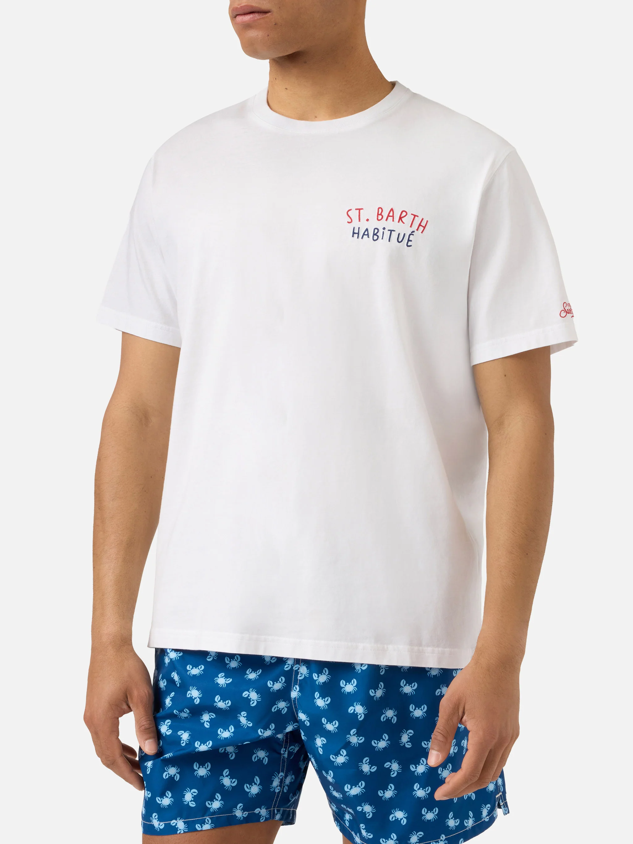T-shirt Portland bianca con ricamo St. Barth Habitué - Image 3