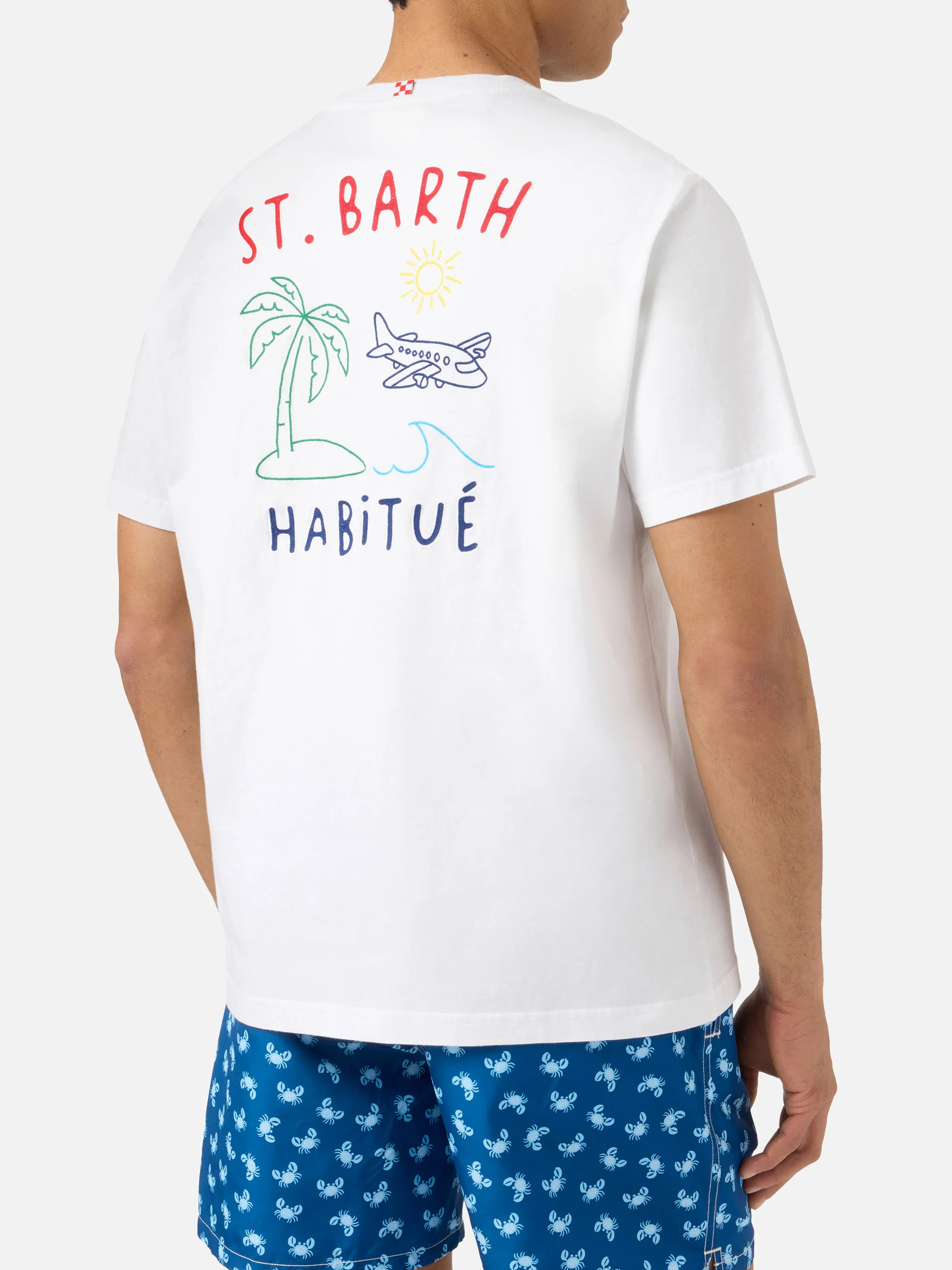 T-shirt Portland bianca con ricamo St. Barth Habitué - Image 4