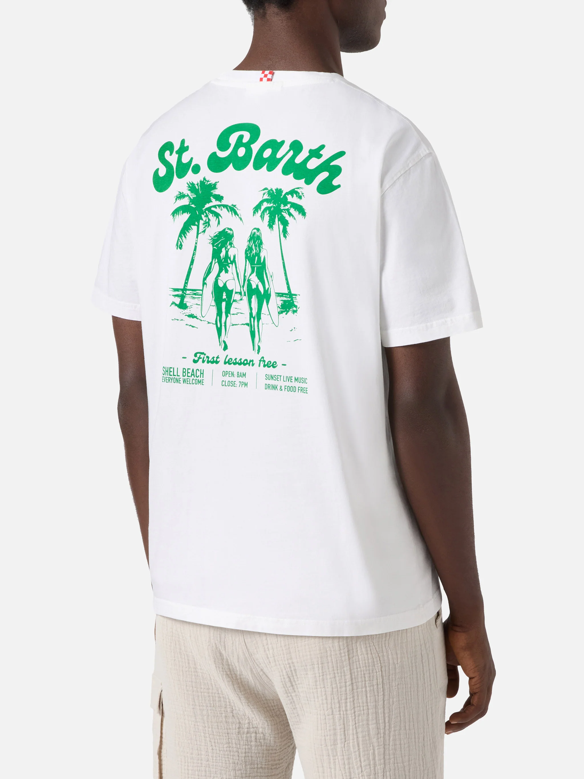 T-shirt Portland bianca con stampa Surf Lessons Free - Image 4