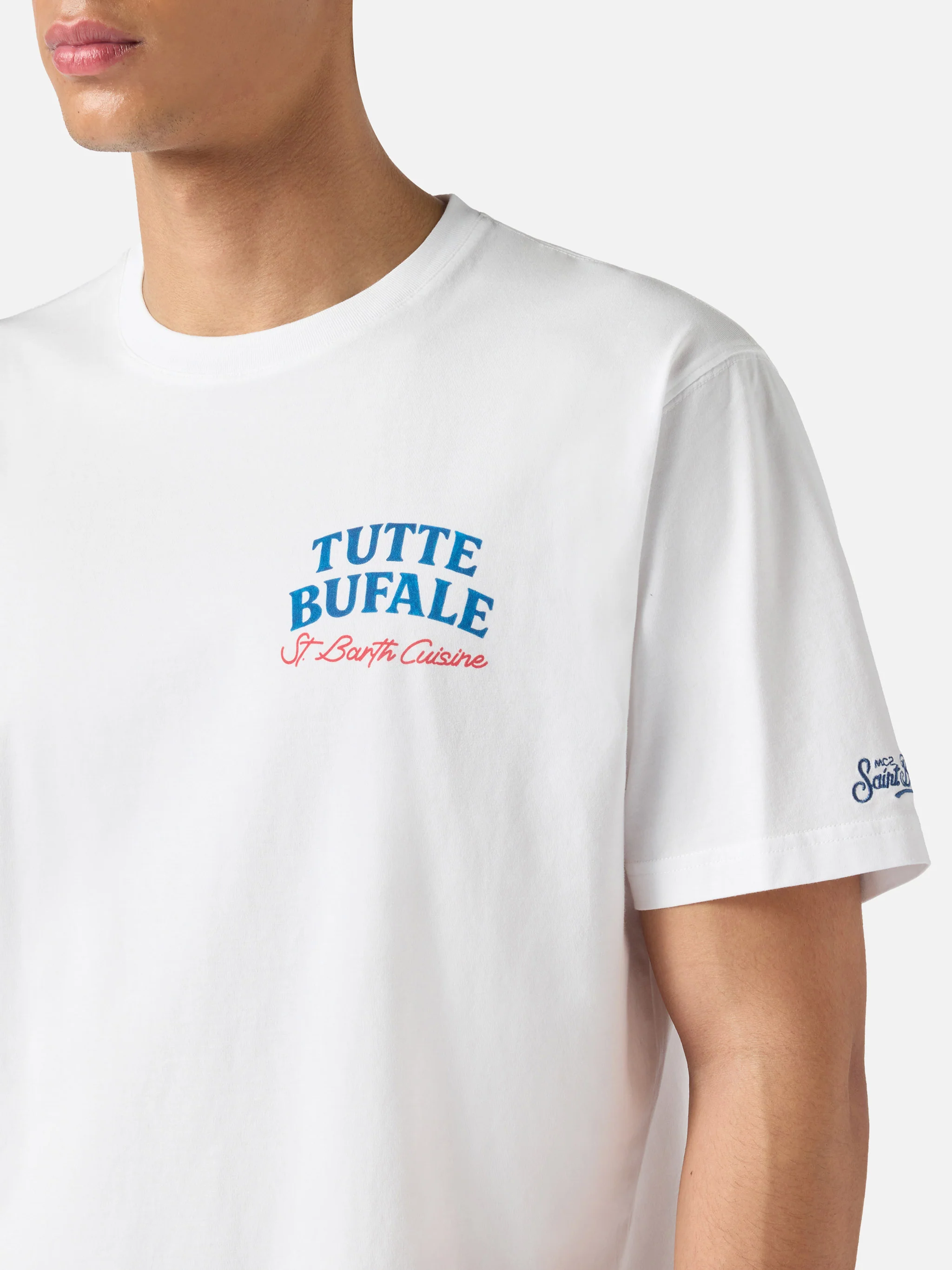 T-shirt Portland bianca con stampa Tutte Bufale - Image 2