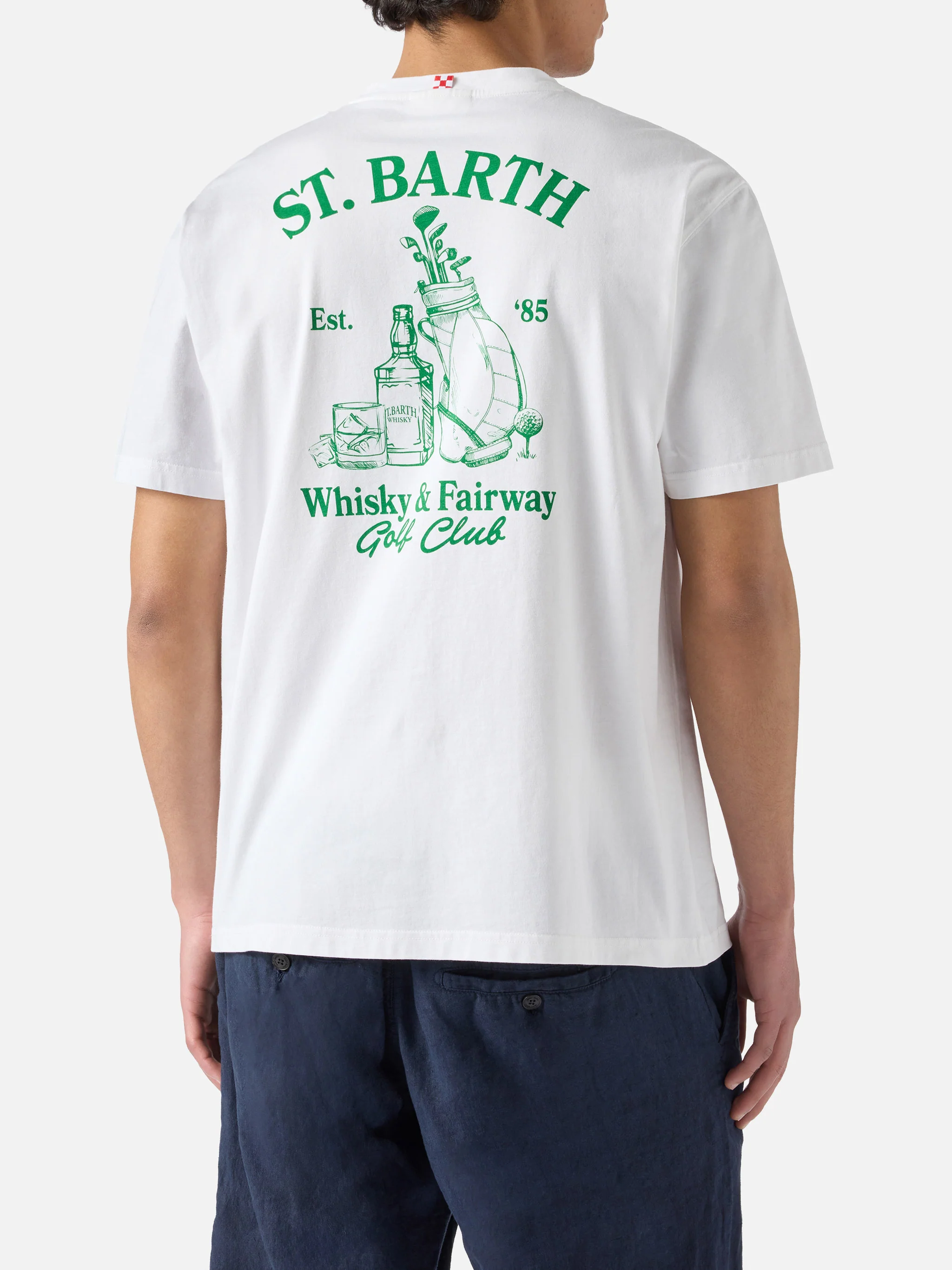 T-shirt Portland bianca con illustrazione Whisky & Fairway Golf Club - Image 4