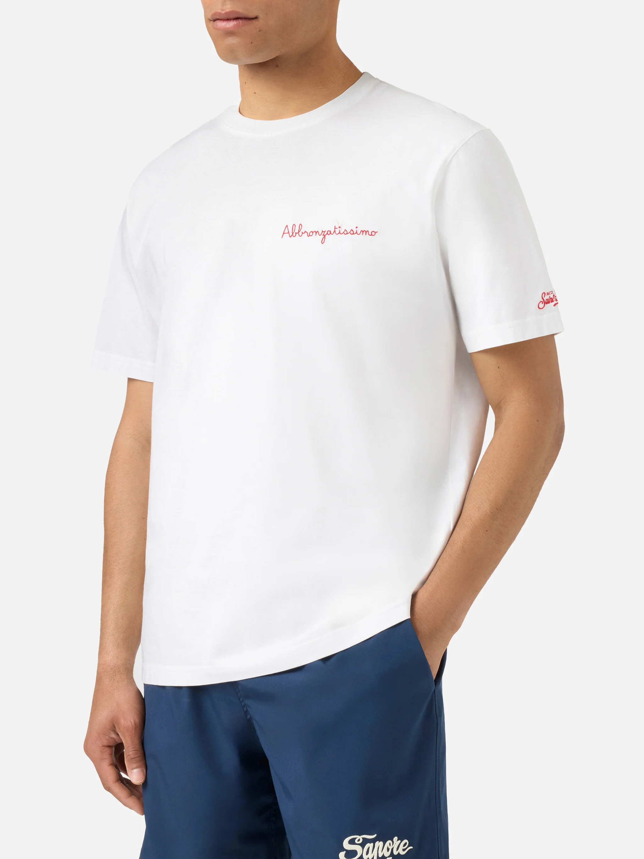 T-shirt Portofino bianca con ricamo Abbronzatissimo - Image 3