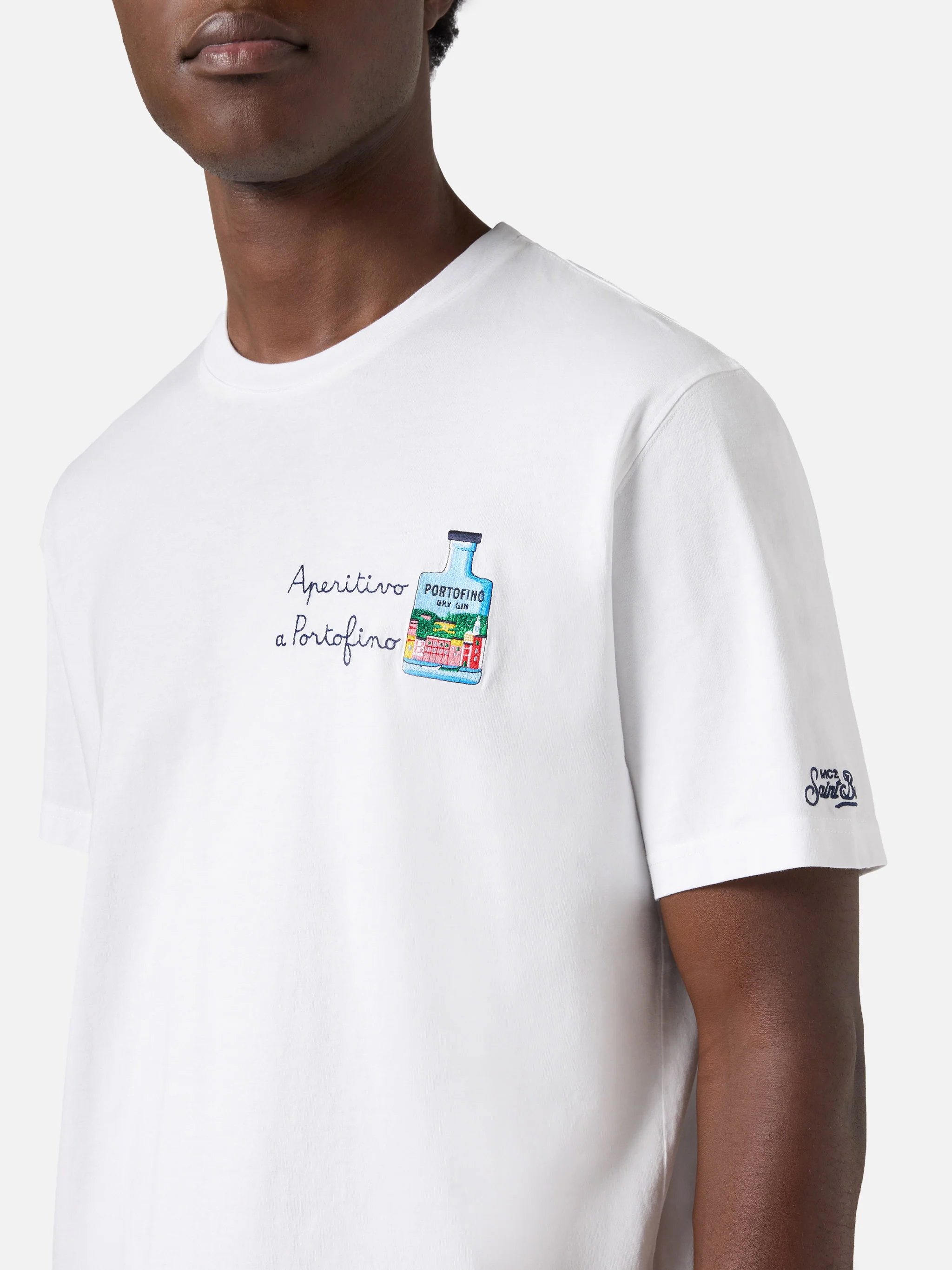 T-shirt Portofino bianca con ricamo Aperitivo A Portofino | Special Edition - Image 2