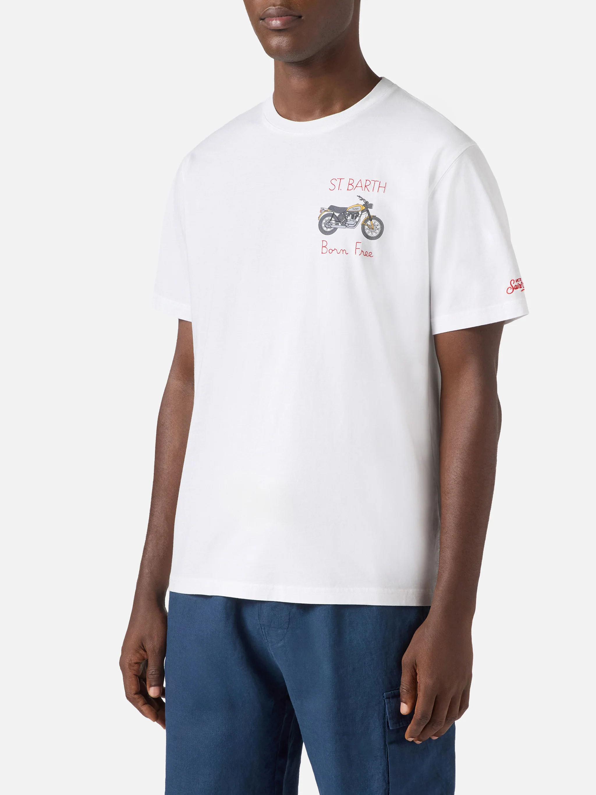 T-shirt Portofino bianca con ricamo Born Free | Special Edition - Image 3